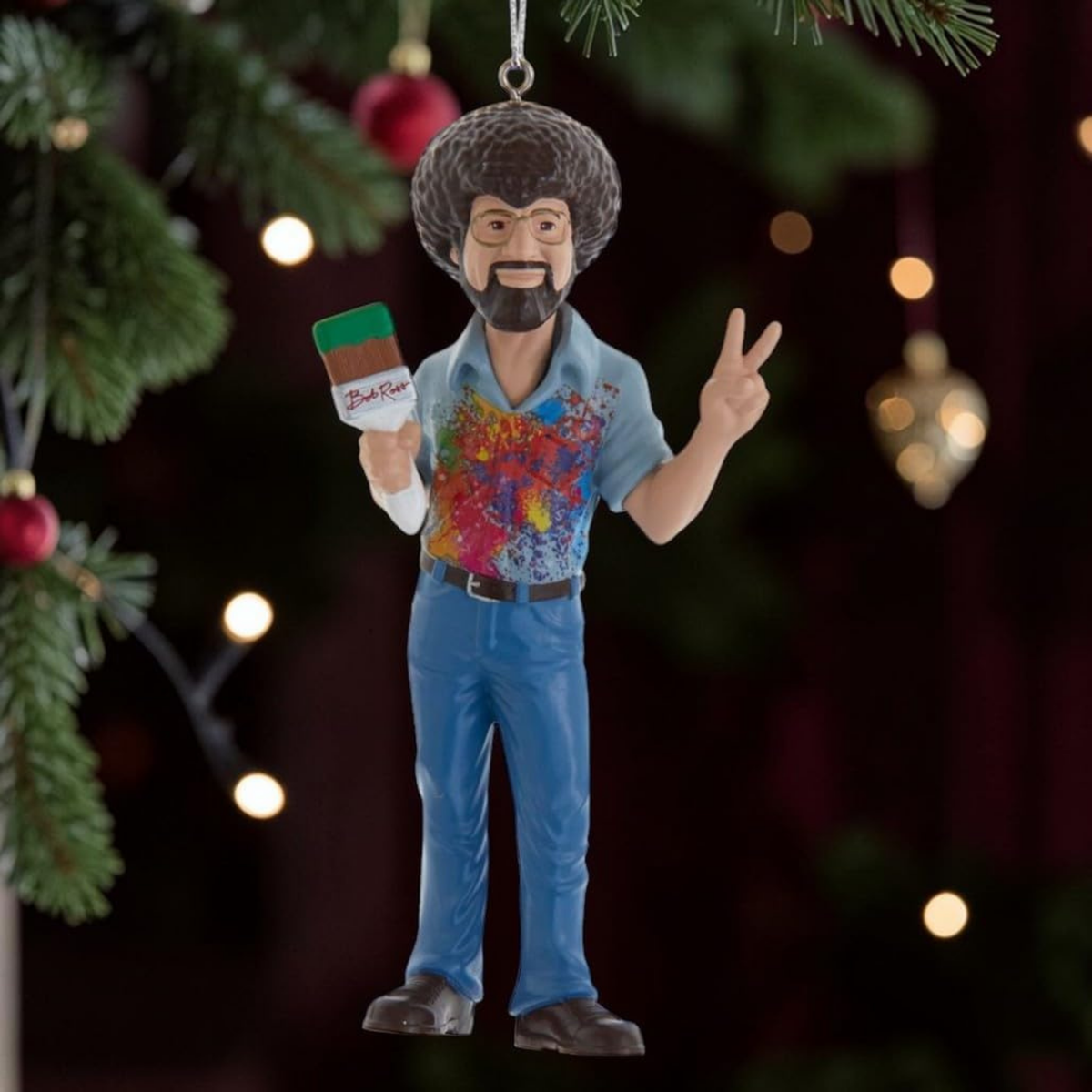 Kurt Adler Bob Ross Paint Splatter Shirt Ornament for Christmas Tree, 5in