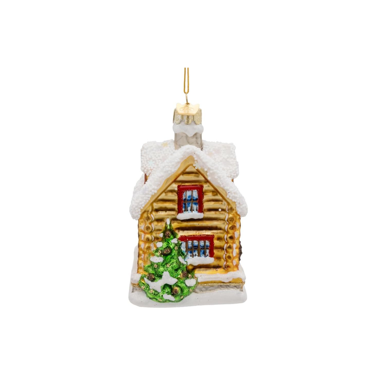 Kurt Adler Noble Gems Glass Ornament Collection, Log Cabin
