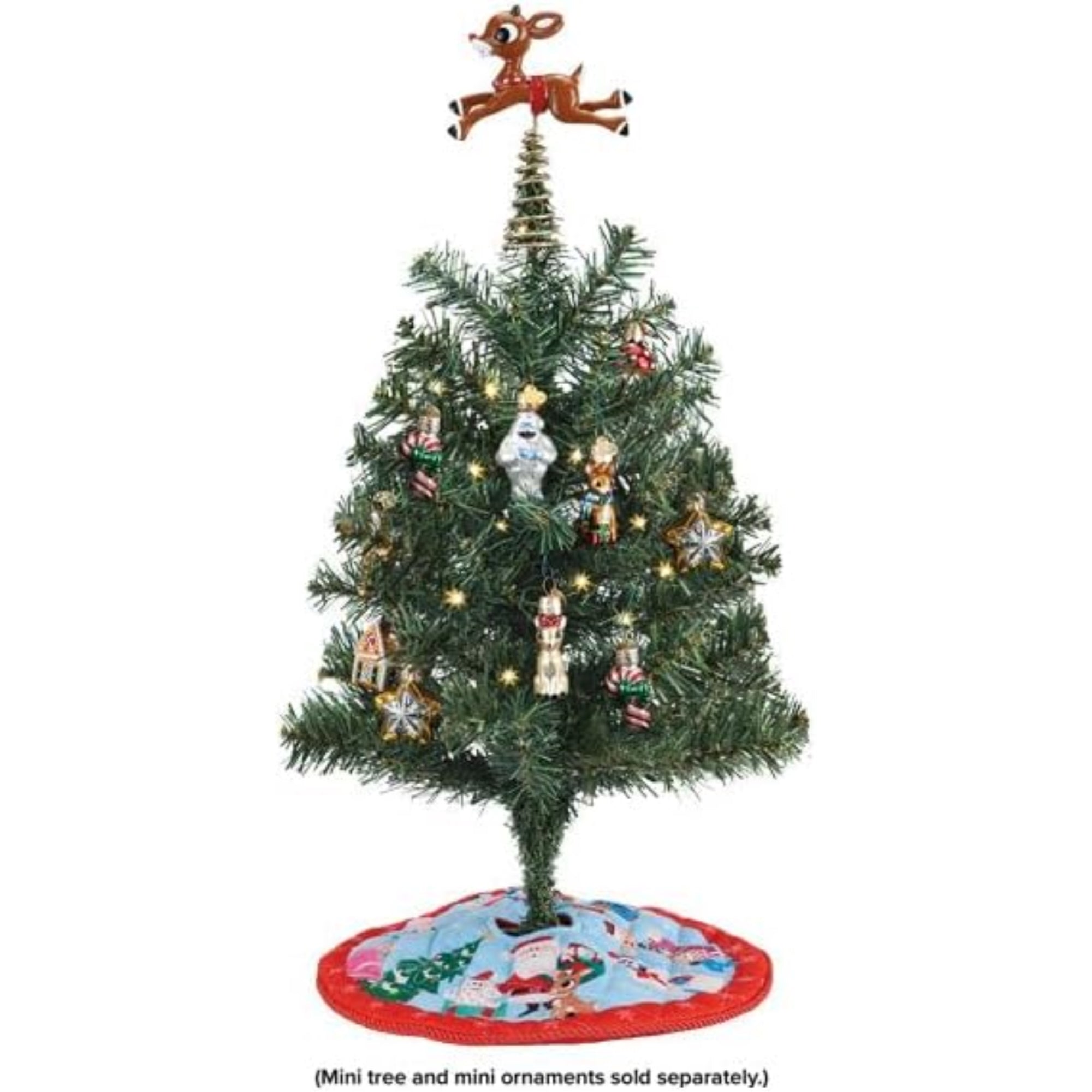 Old World Christmas Mini Rudolph The Red Nosed Reindeer Tree Topper and Tree Skirt Set