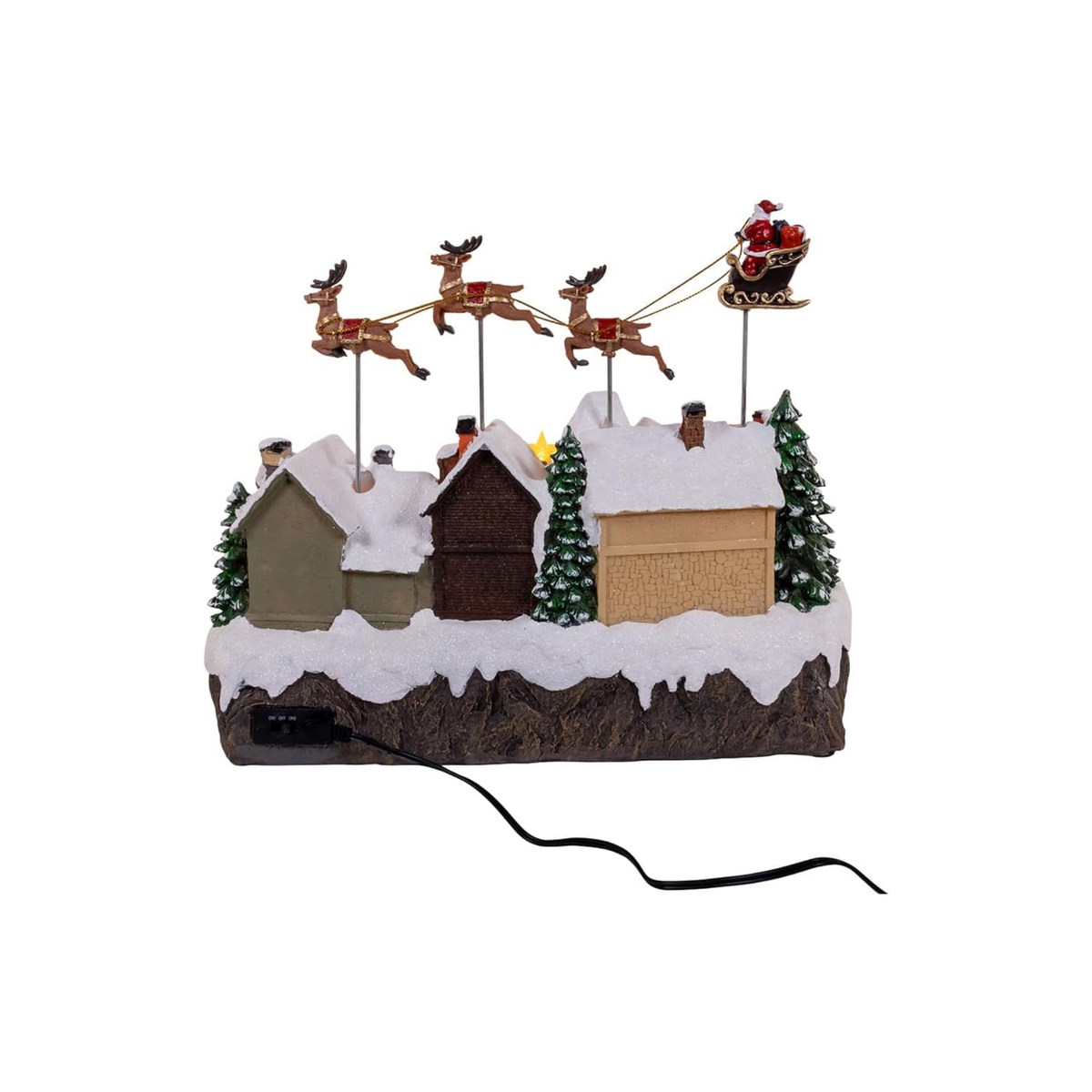 Kurt Adler LED Musical Santa Christmas Scene Figurine Piece, 7.3in