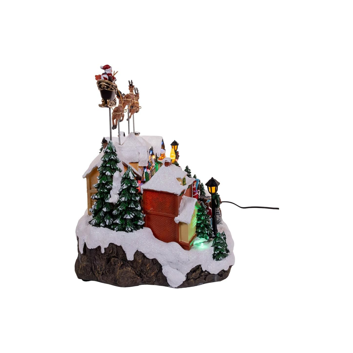 Kurt Adler LED Musical Santa Christmas Scene Figurine Piece, 7.3in