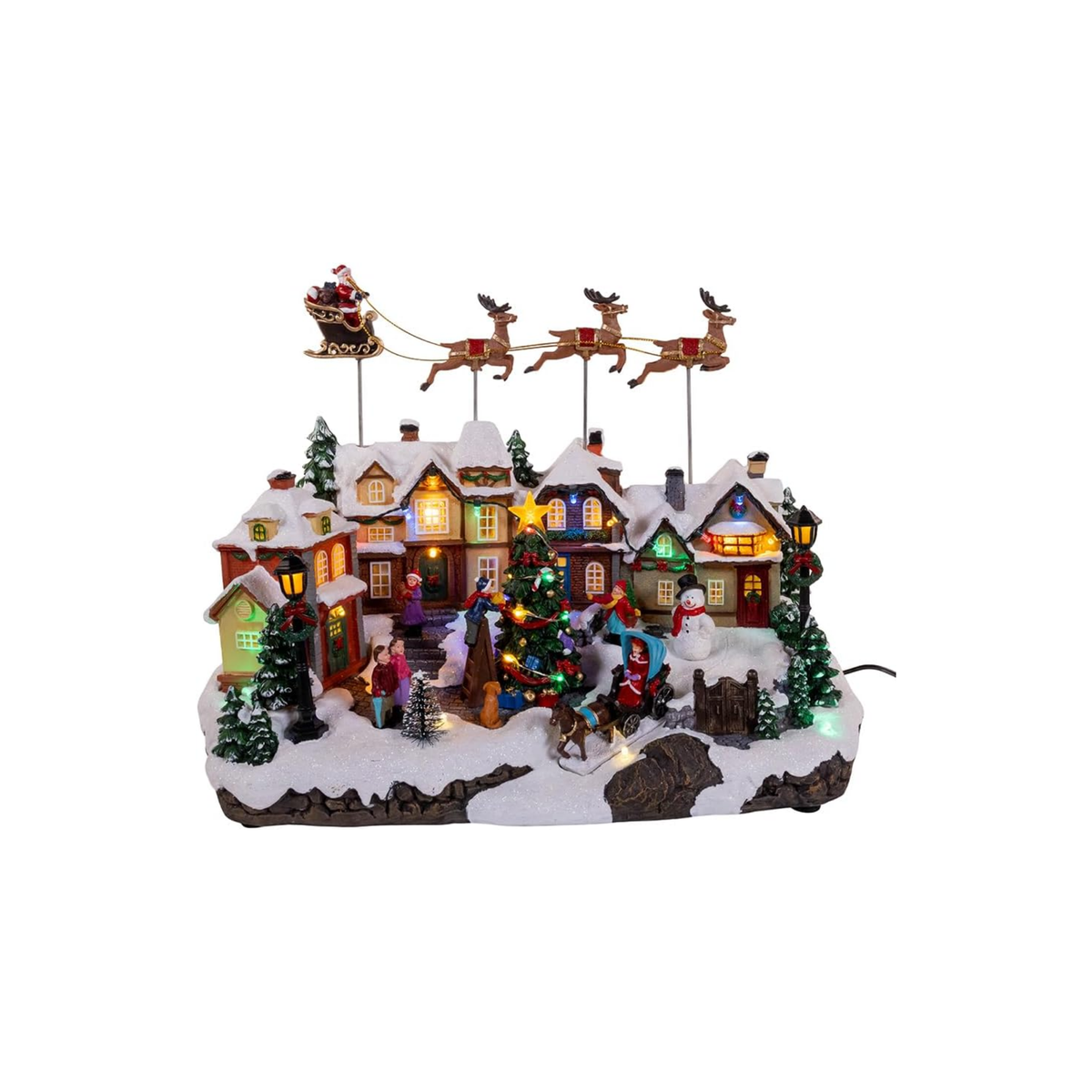 Kurt Adler LED Musical Santa Christmas Scene Figurine Piece, 7.3in