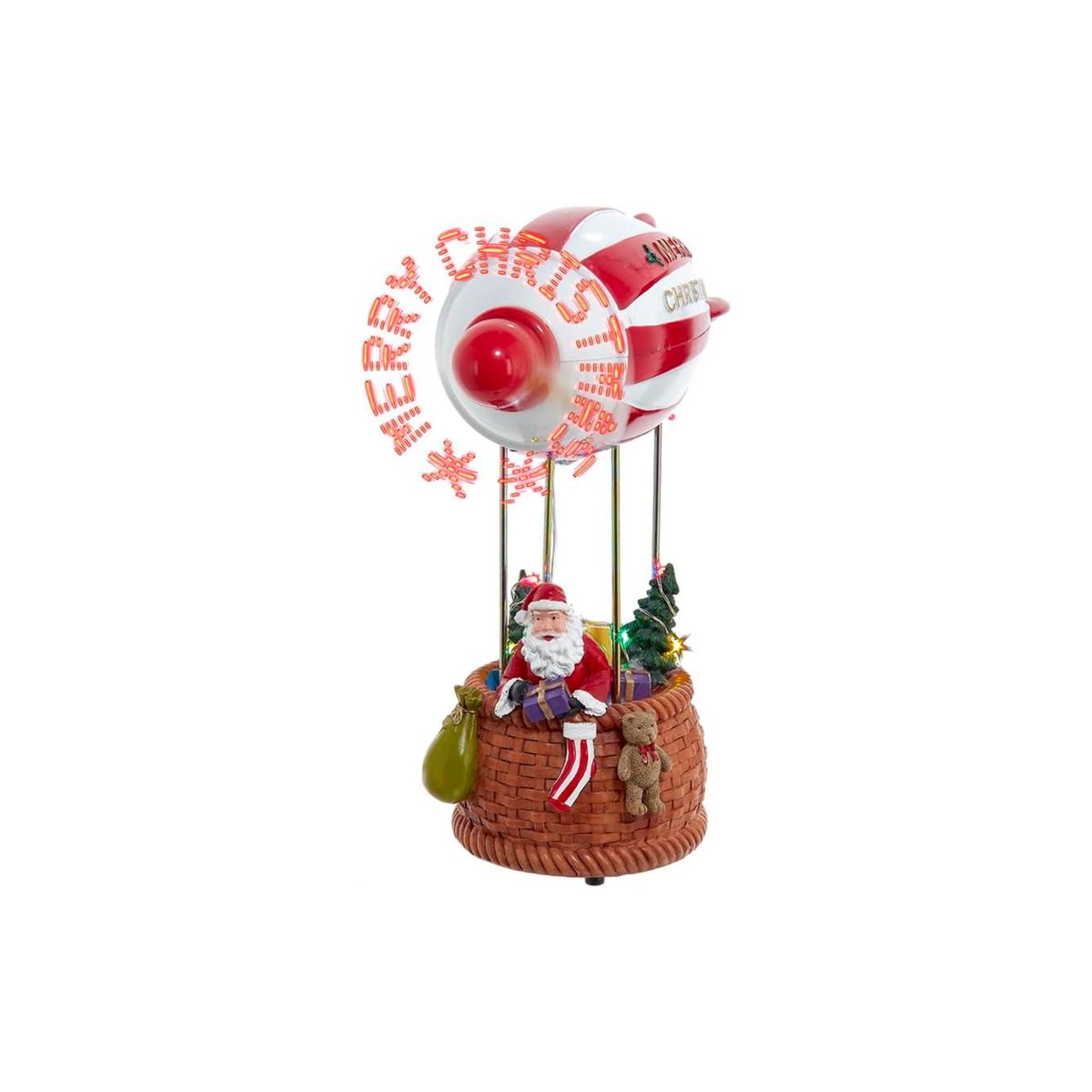Kurt Adler LED Musical Santa Hot Air Balloon Motion Figurine, 8in
