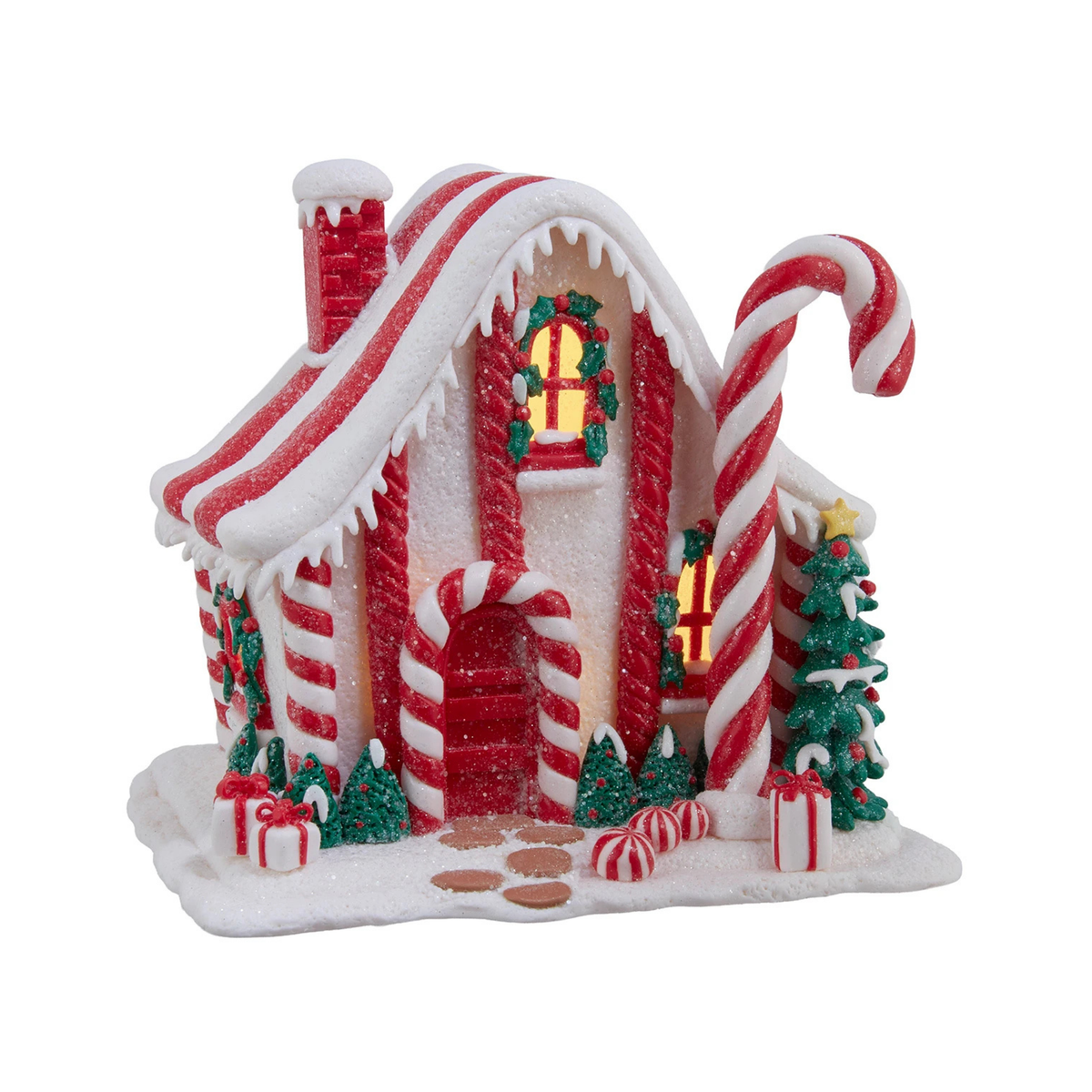 Kurt Adler LED Candy Cane Lane House, 7.5in