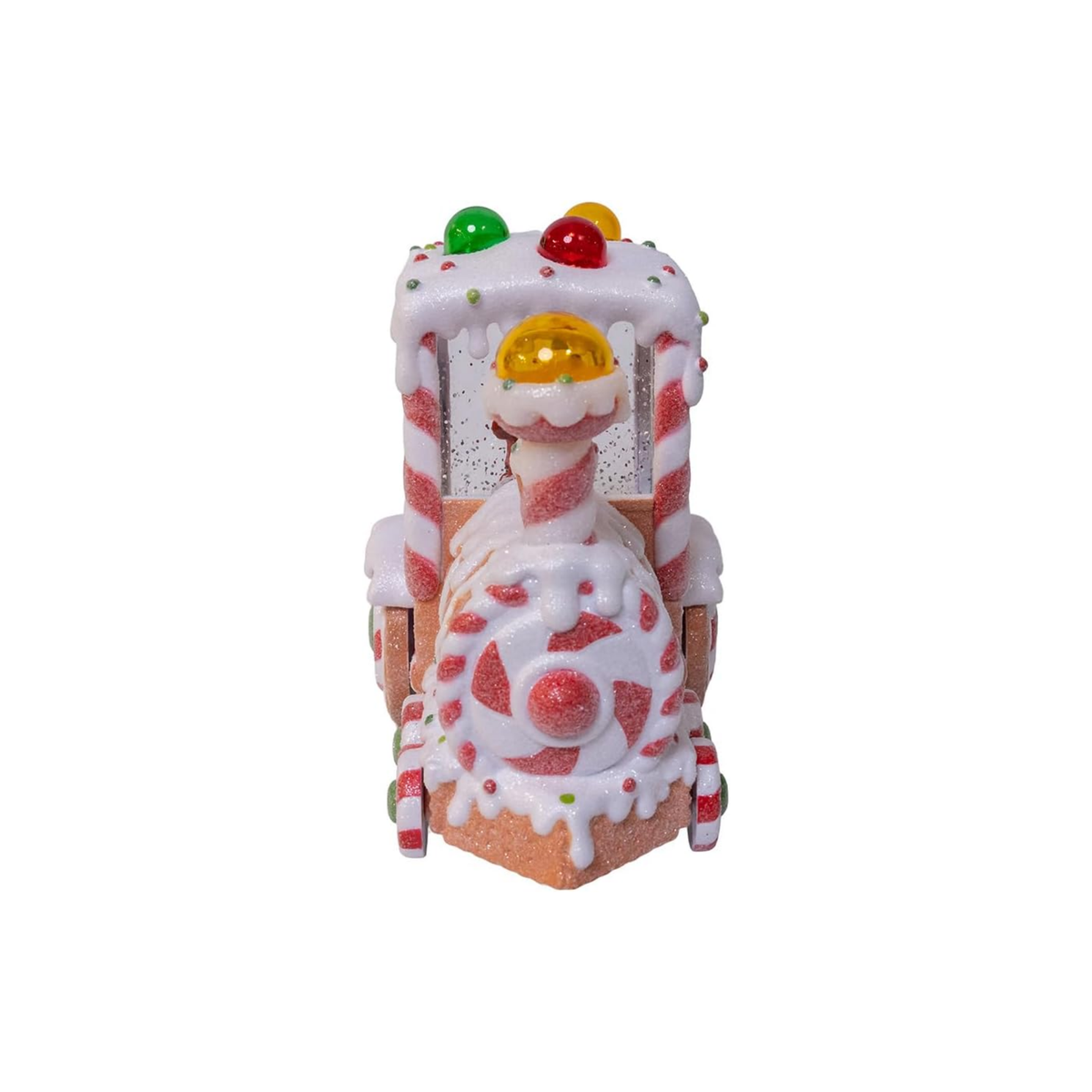 Kurt Adler Light Up Gingerbread Santa Train with Spinning Glitter, 7in