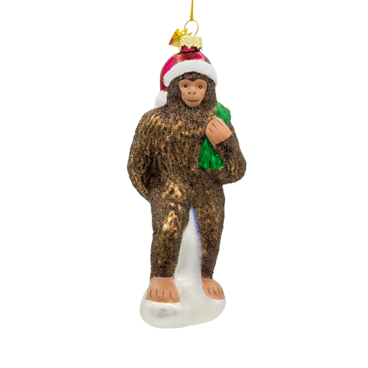 Kurt Adler Noble Gems Glass Ornament Collection, Bigfoot with Gifts, 5.5in