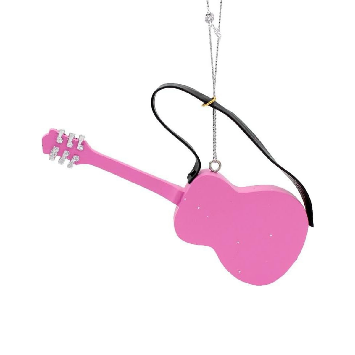 Kurt Adler Glittered Guitar Ornament for Christmas Tree, Pink, 4.5in