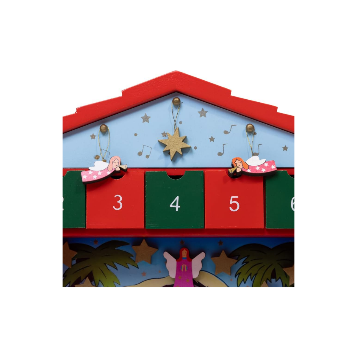 Kurt Adler Wooden Advent Calendar, Nativity Scene, 14in