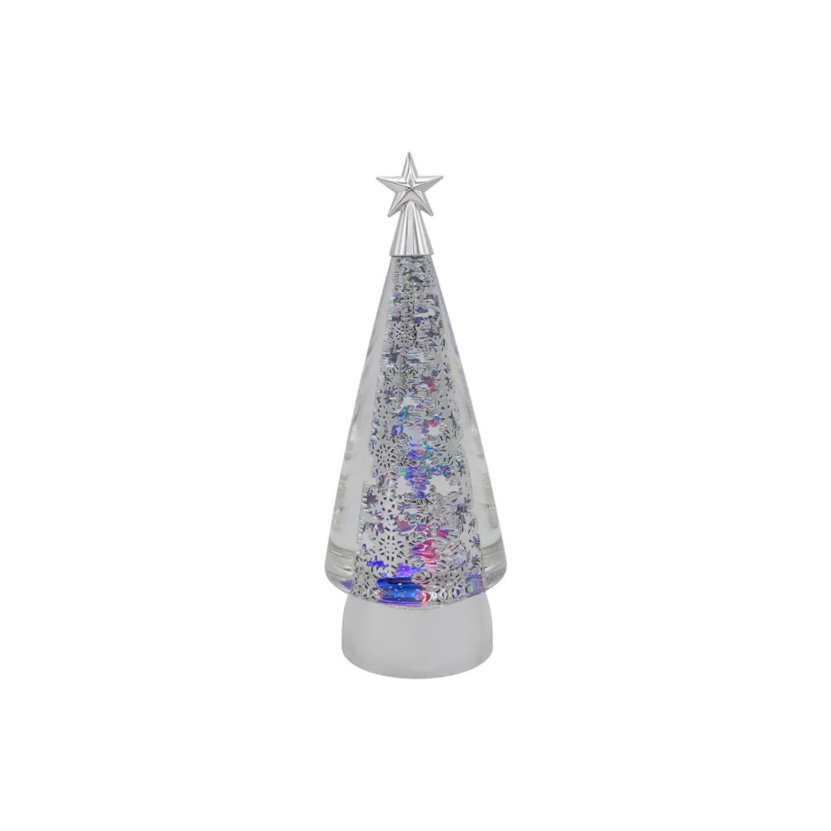 Kurt Adler Light Up Christmas Tree Figurine with Spinning Glitter, 12in