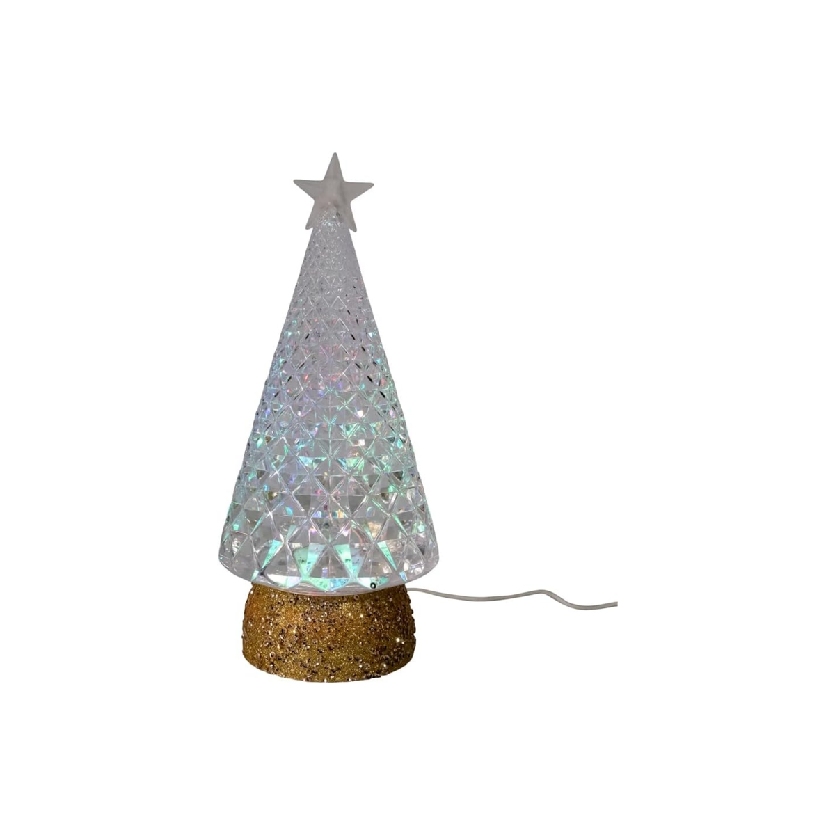 Kurt Adler Light Up Christmas Tree Figurine with Spinning Glitter, 10.5in