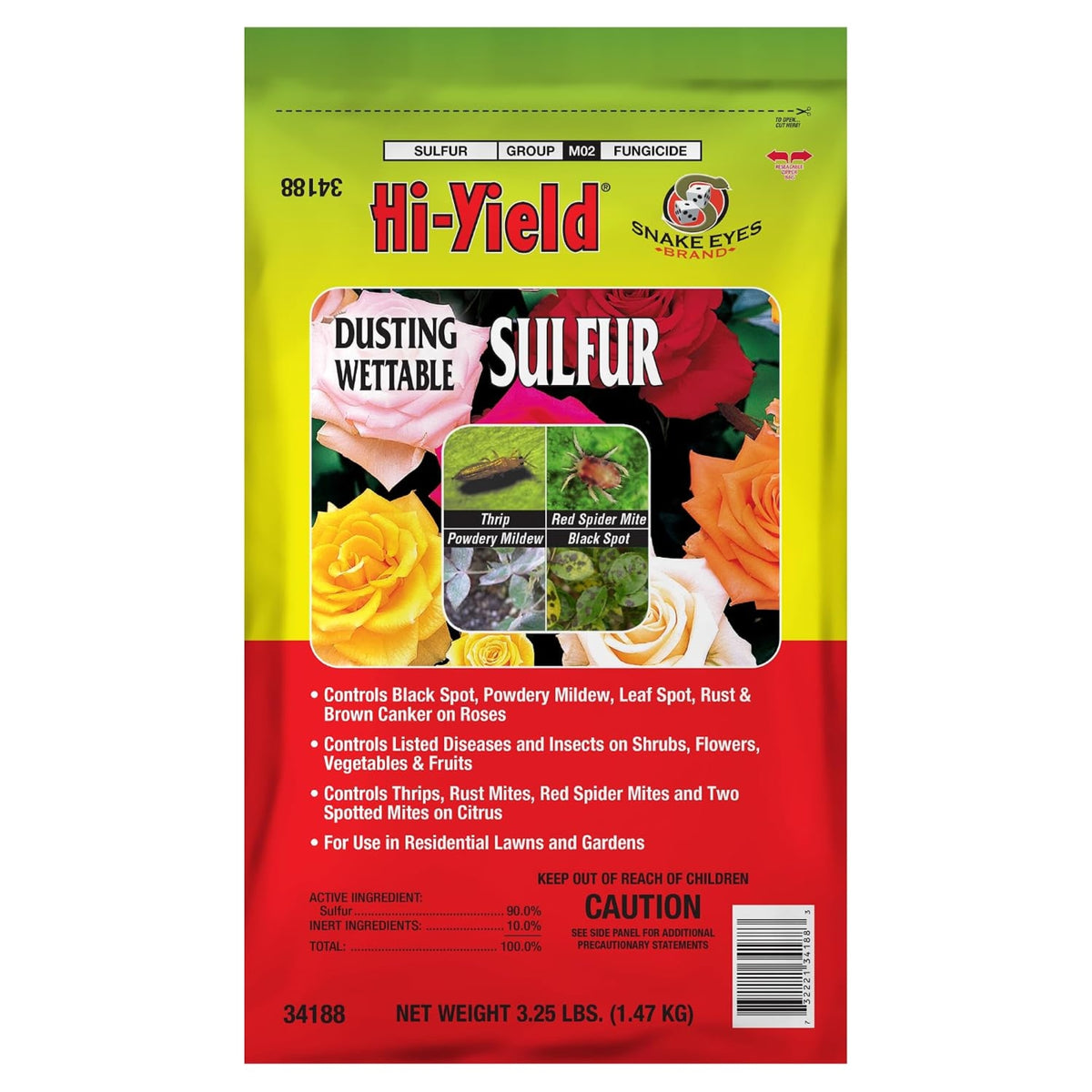 Hi-Yield Dusting Wettable Sulfur Fungicide and Insecticide, 3.25lb