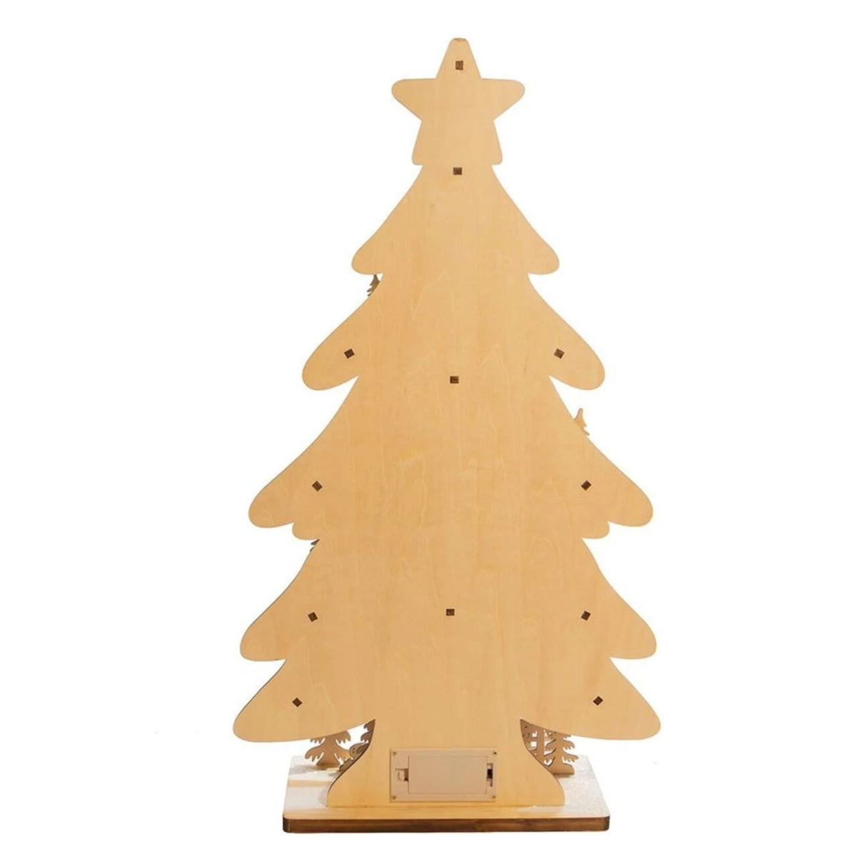 Kurt Adler Battery-Operated LED-Lit Wooden Christmas Tree with Village, 23.5"