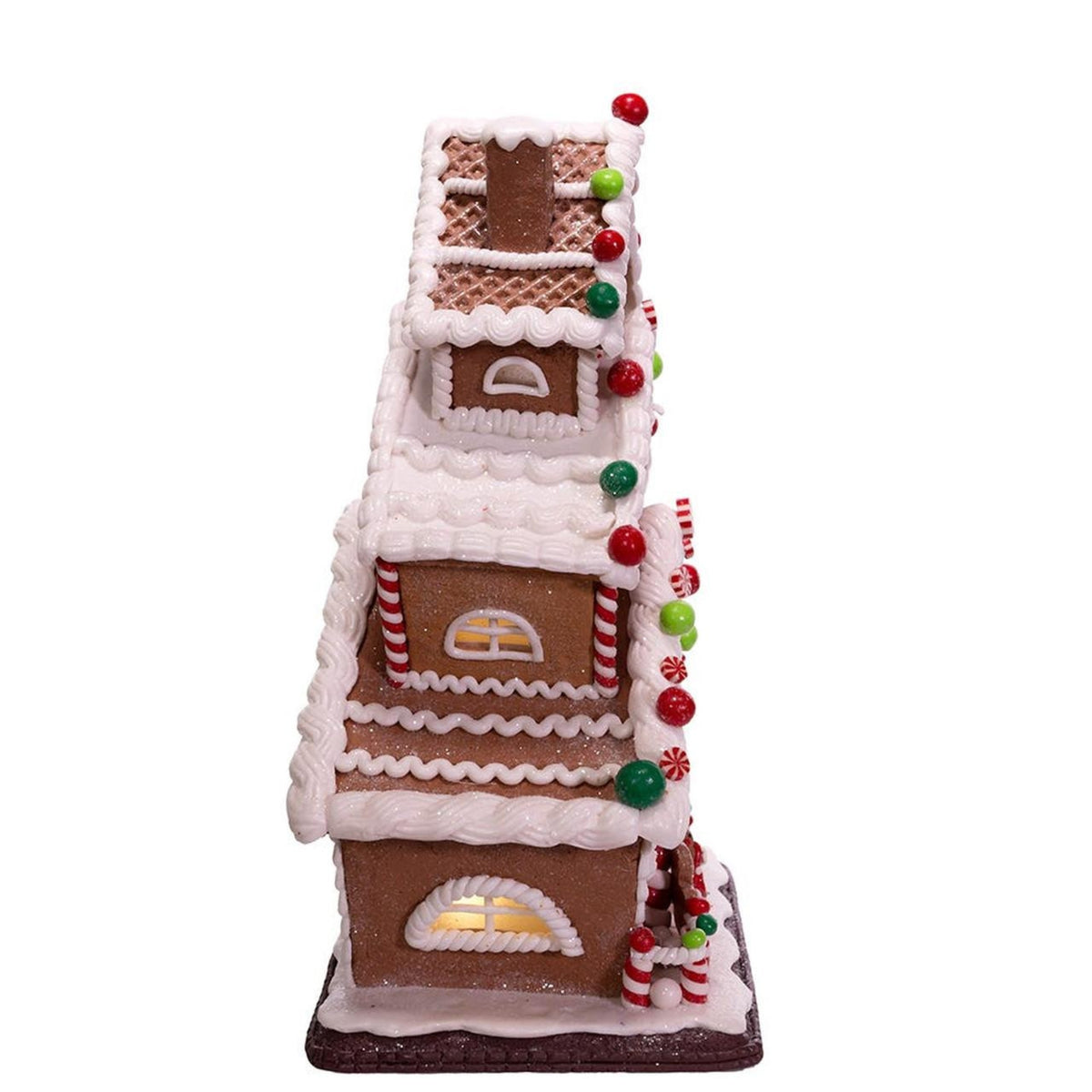 Kurt Adler Battery Operated LED-Lit 3-Layer Gingerbread Cookie House, 13"