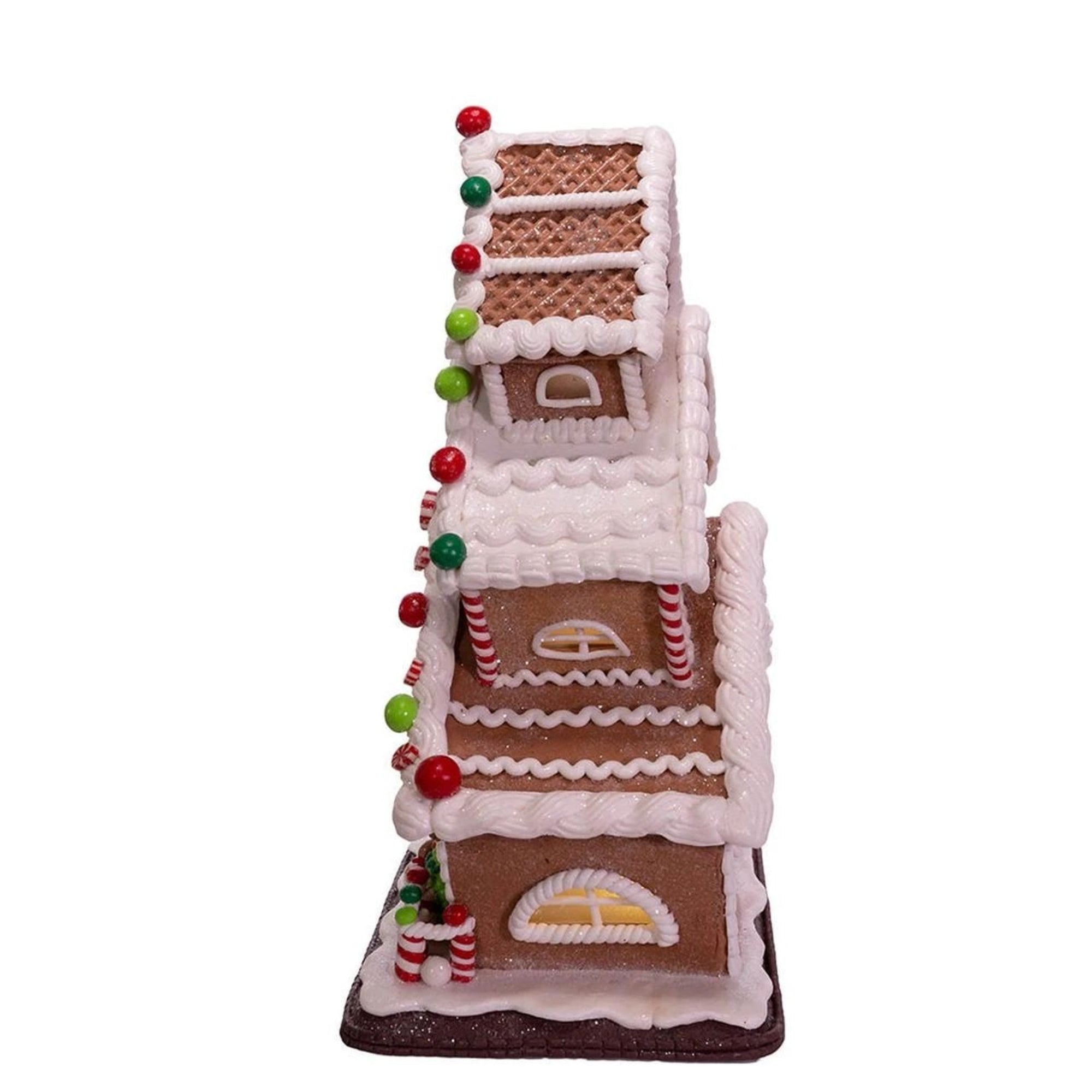 Kurt Adler Battery Operated LED-Lit 3-Layer Gingerbread Cookie House, 13"