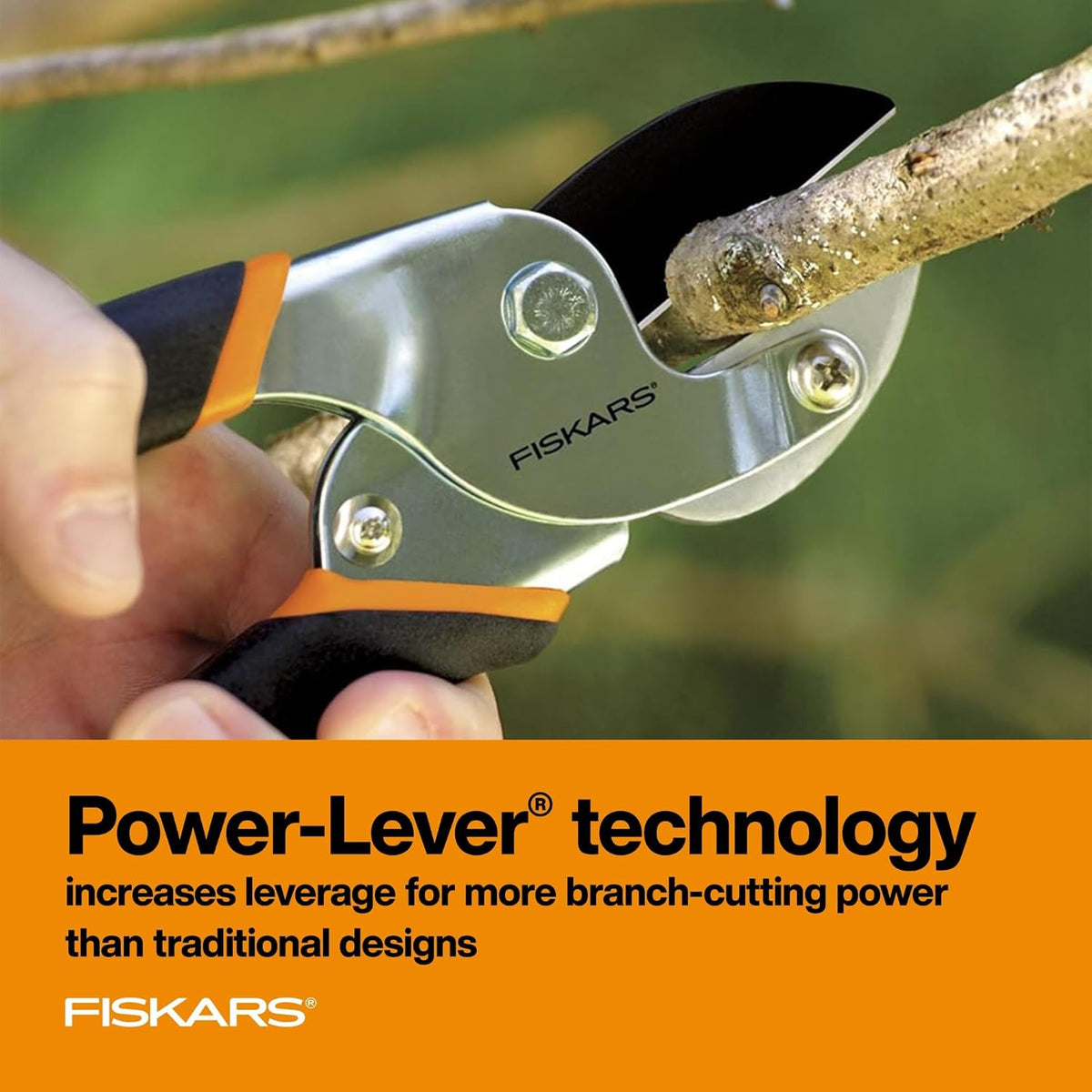 Fiskars Power-Lever Anvil Garden Pruning Shears, 5/8" Cut Capacity