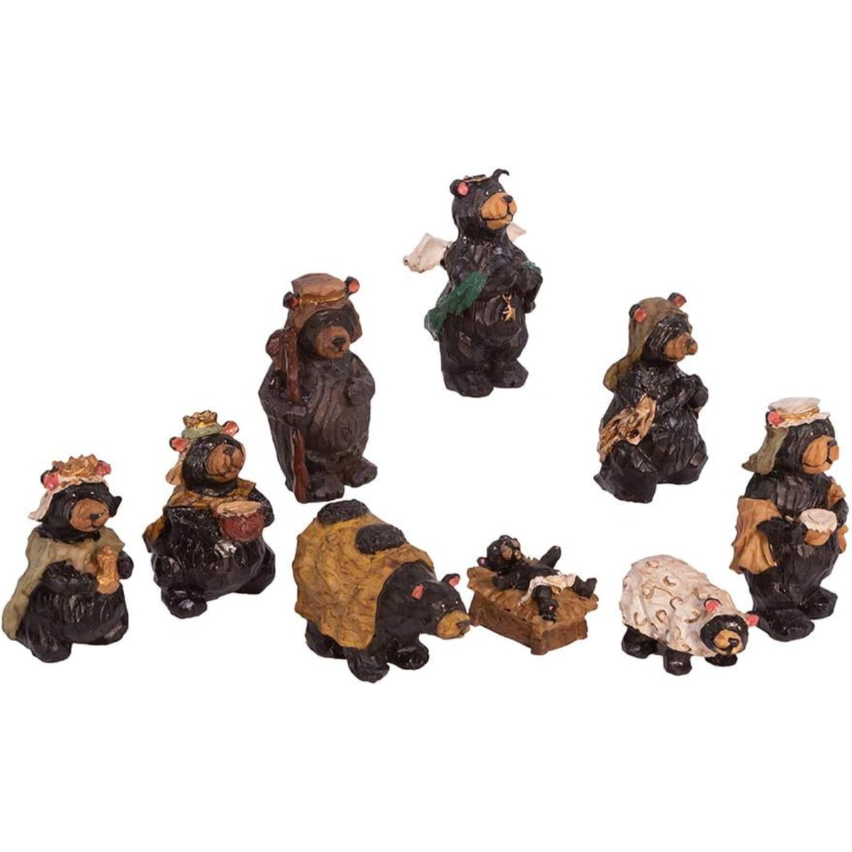 Kurt Adler Resin Christmas Nativity Figurines, Bears (Set of 9)