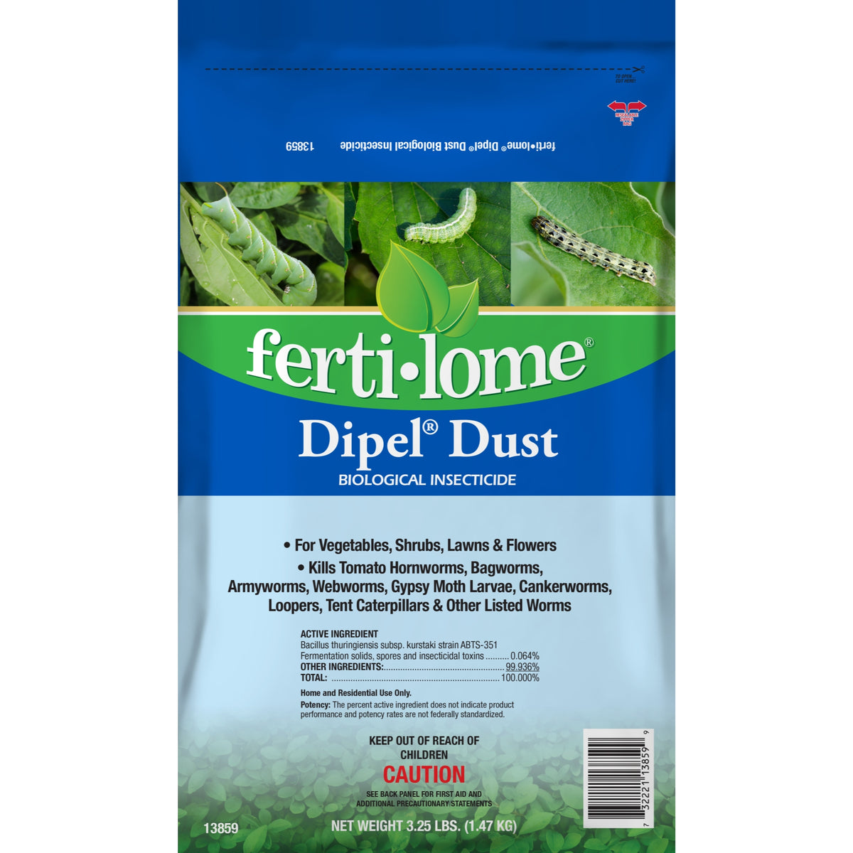 Fertilome Dipel Dust Biological Insecticide for Backyard Lawns and Gardens