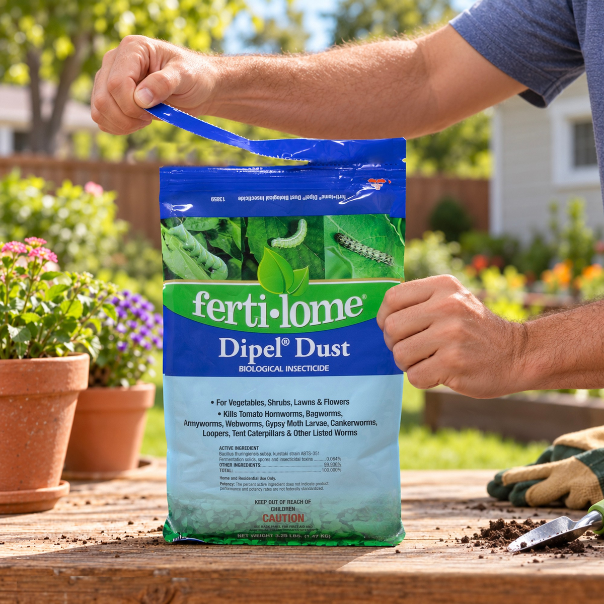Fertilome Dipel Dust Biological Insecticide for Backyard Lawns and Gardens