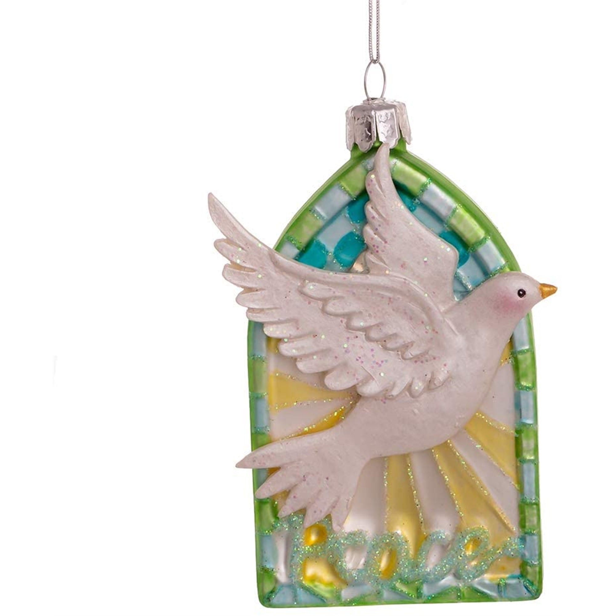 Kurt Adler Noble Gems Glass Ornament for Christmas Tree, Dove of Peace