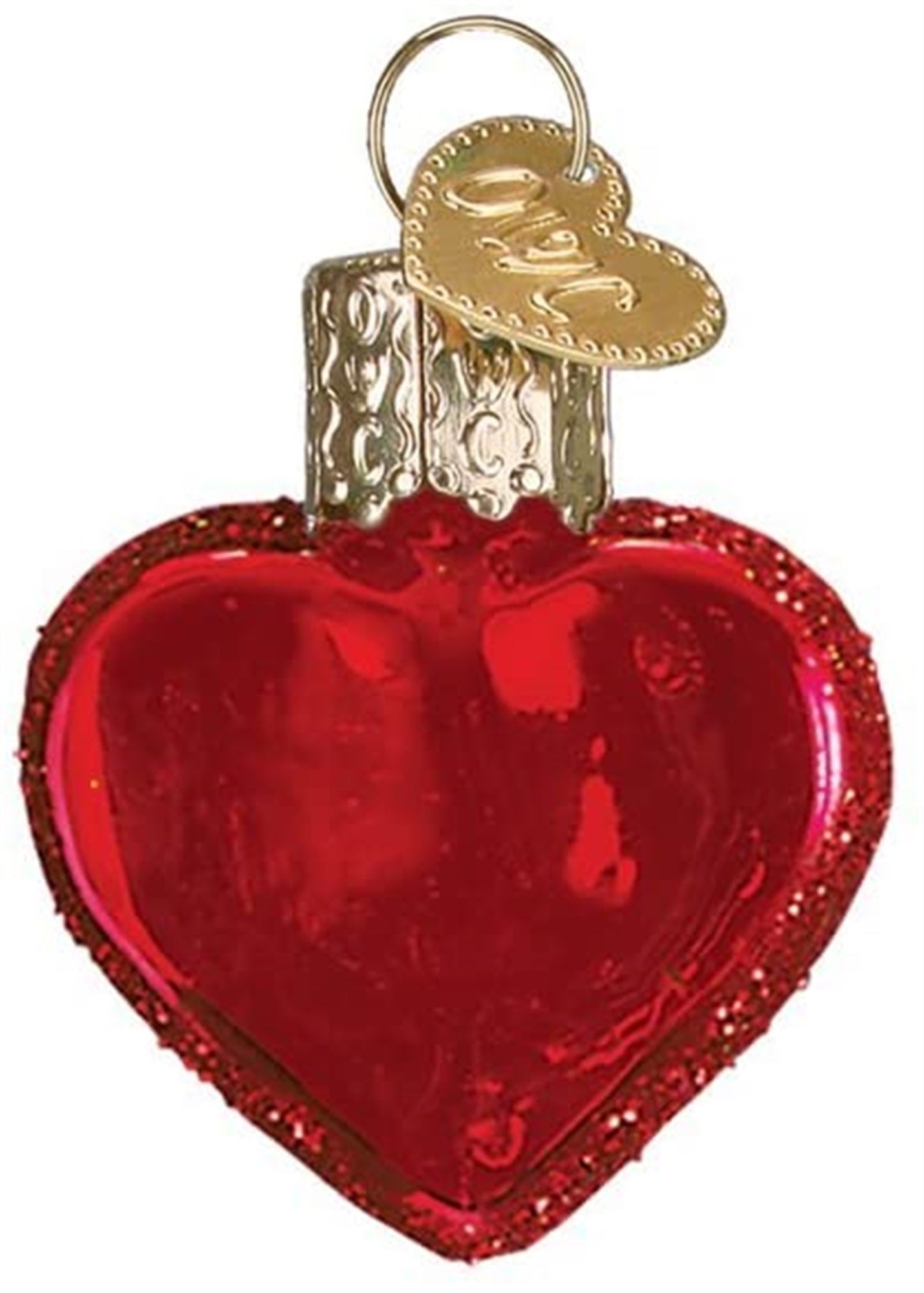 Old World Christmas Blown Glass Ornament for Christmas Tree, Small Red Heart
