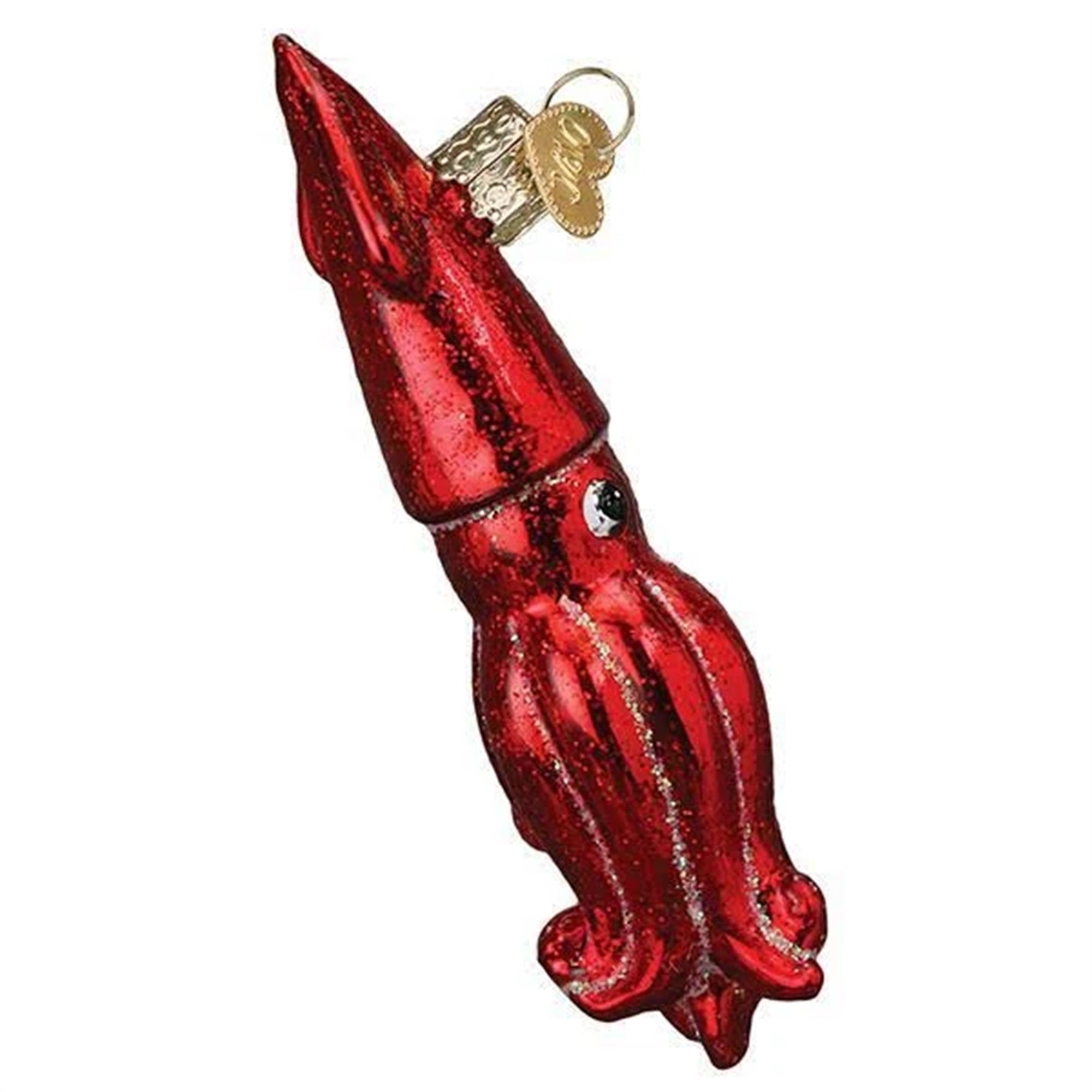 Old World Christmas Blown Glass Ornament for Christmas Tree, Red Squid