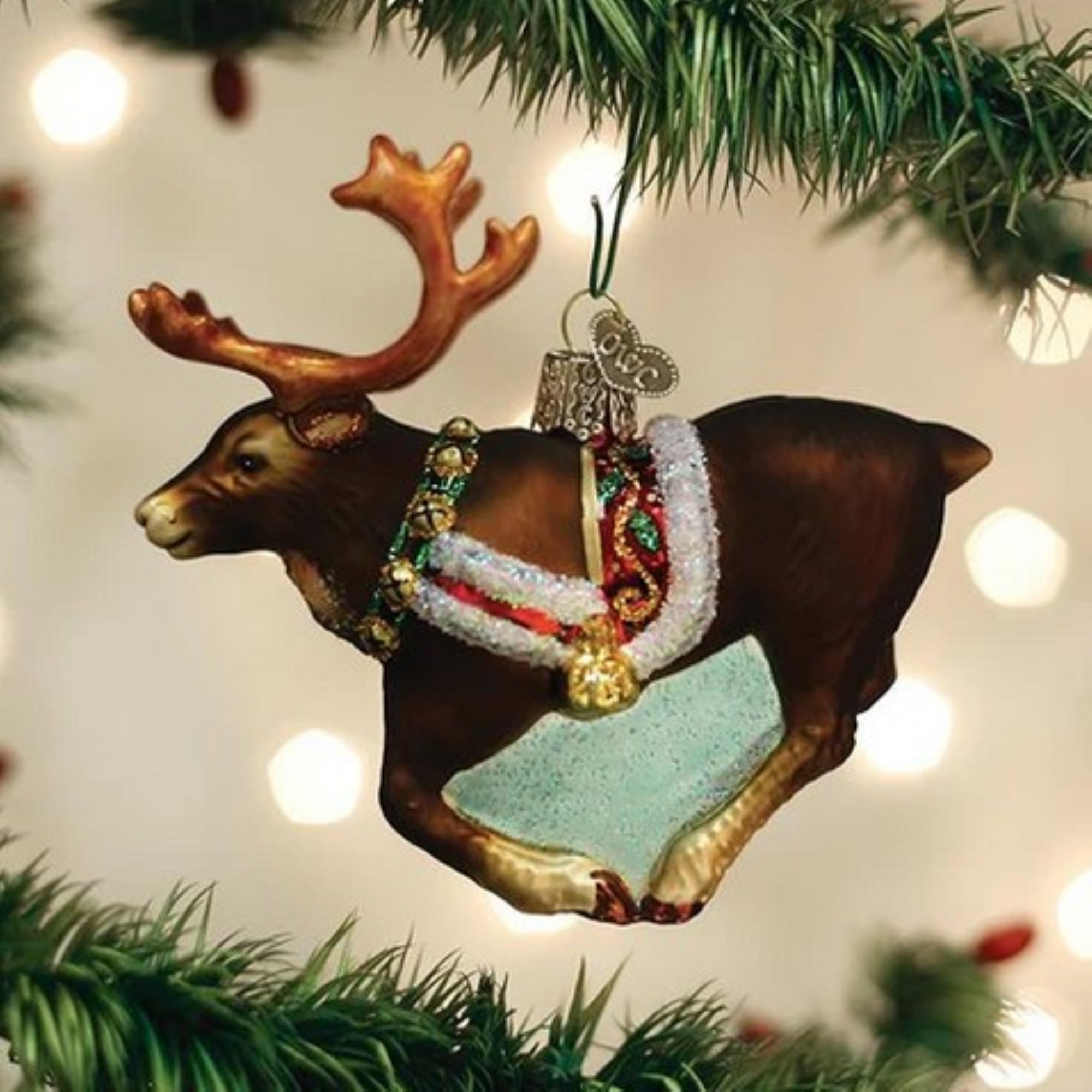 Old World Christmas Blown Glass Ornament for Christmas Tree, Reindeer