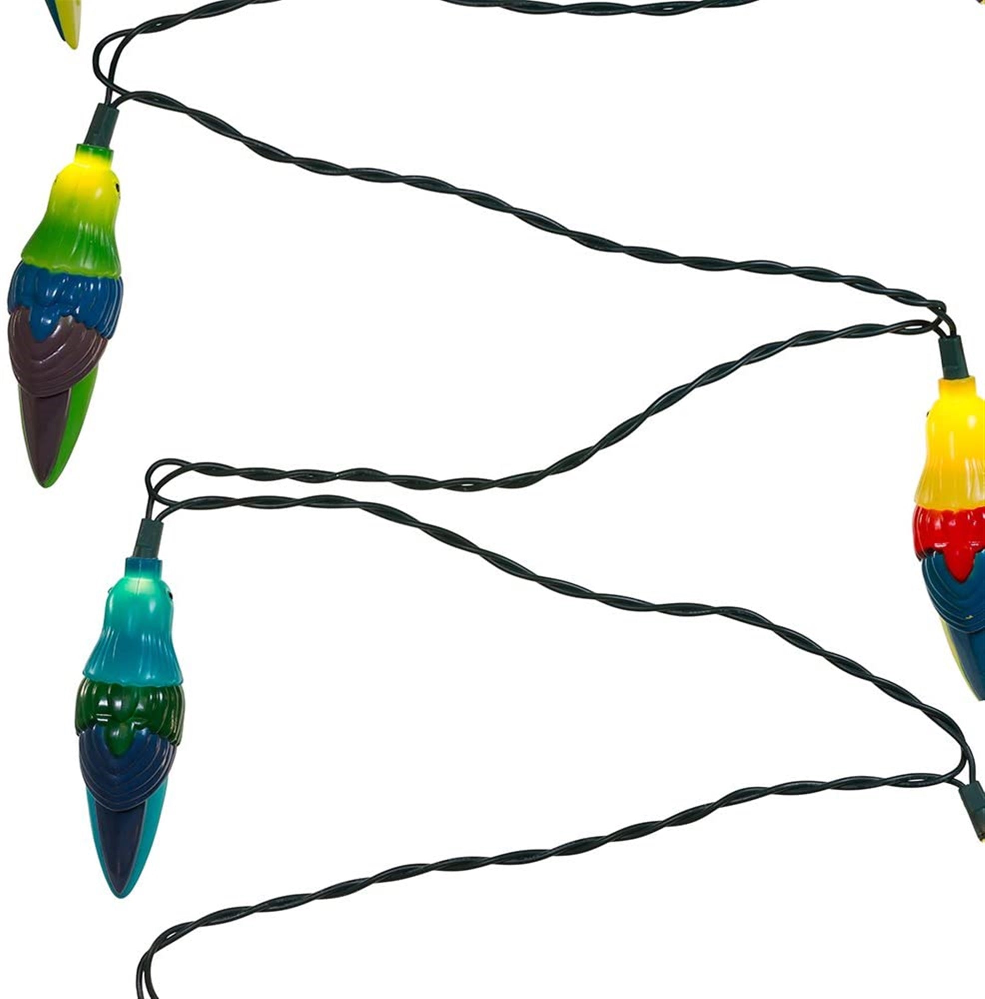 Kurt Adler Indoor/Outdoor Novelty Light Set, 10 UL Listed Incandescent Lights, Parrot, Lighted Length 11.5ft