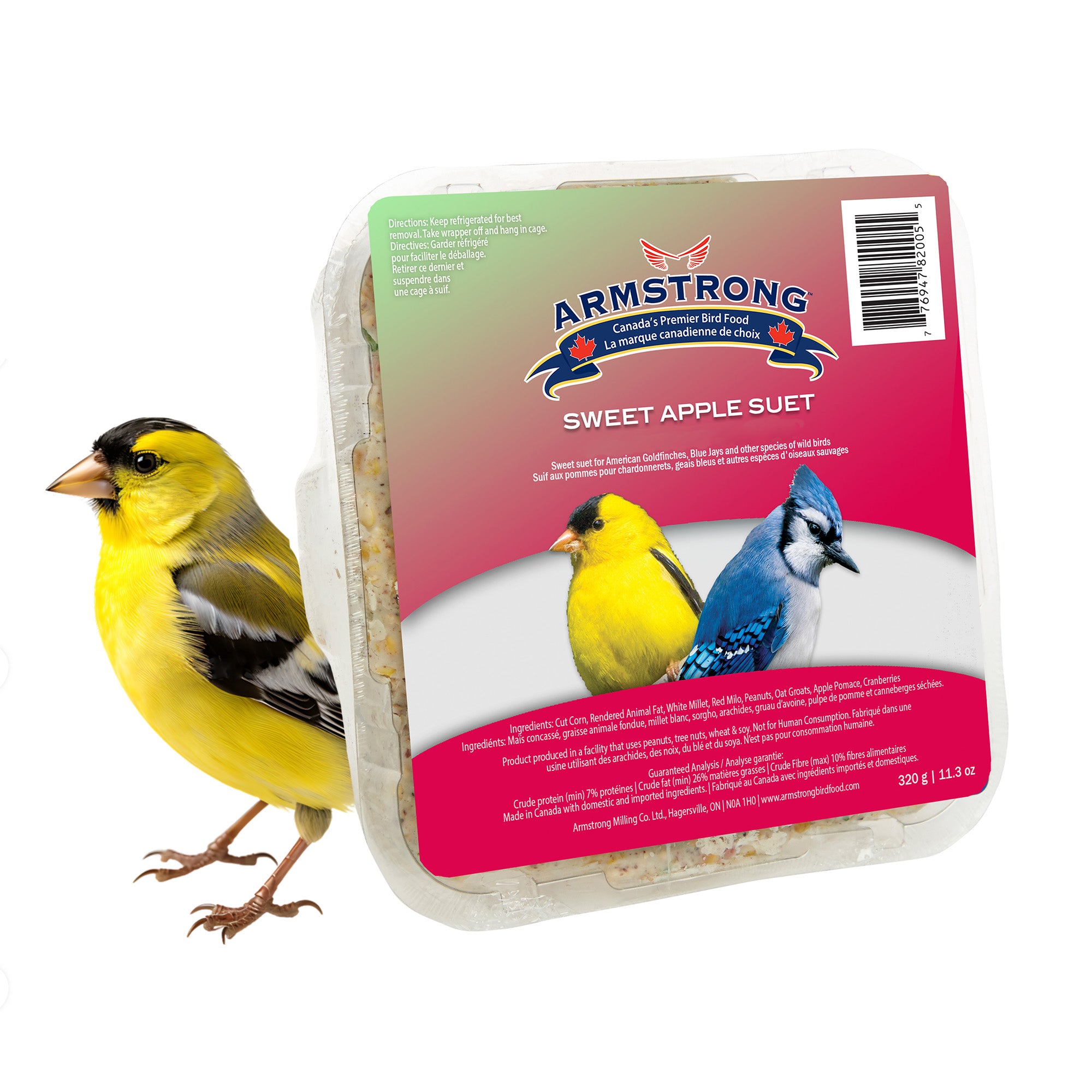 Armstrong Wild Bird Food Sweet Apple Suet Cake, 11.3oz (Pack of 12)
