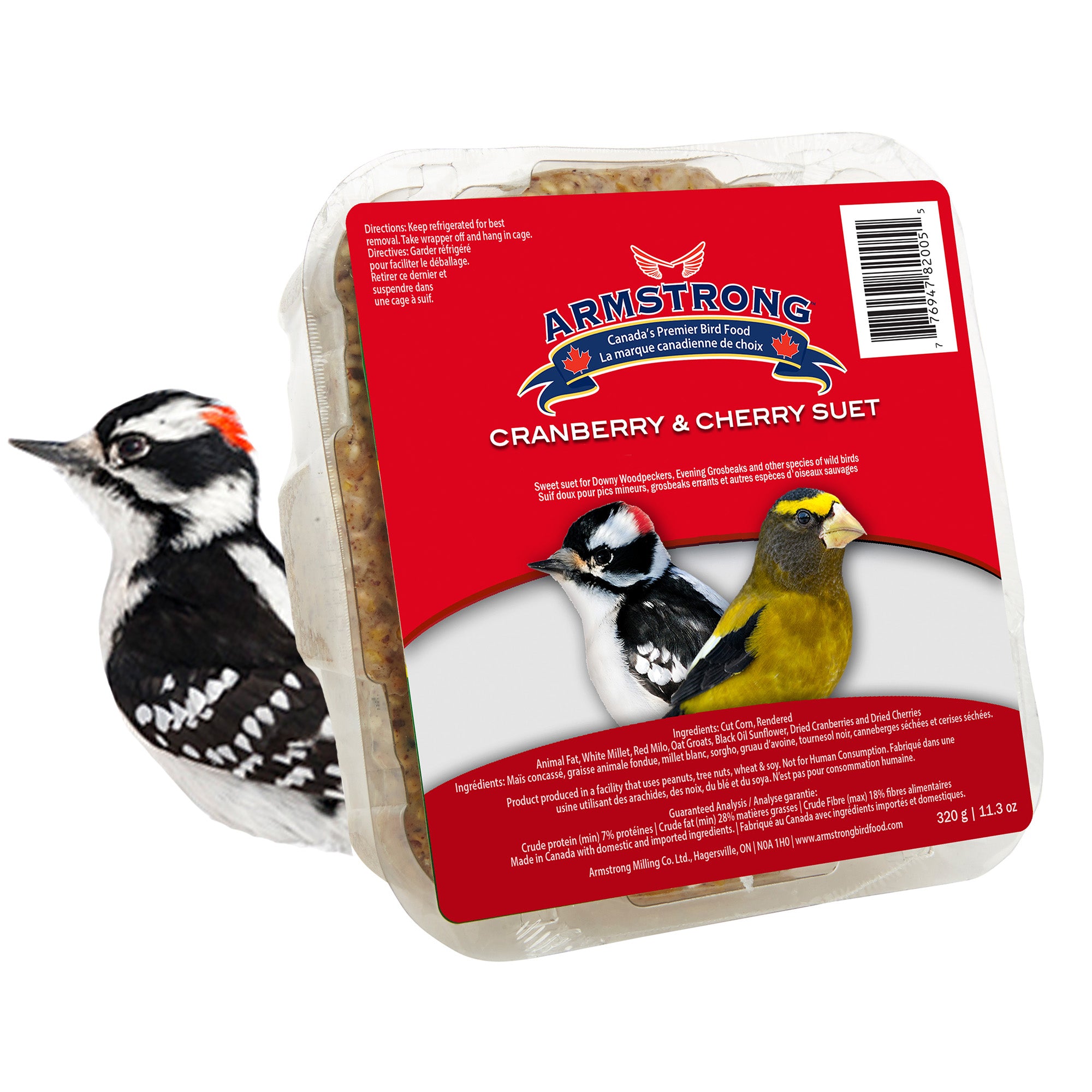 Armstrong Wild Bird Food Cranberry and Cherry Suet Cake, 11.3oz (Pack of 12)