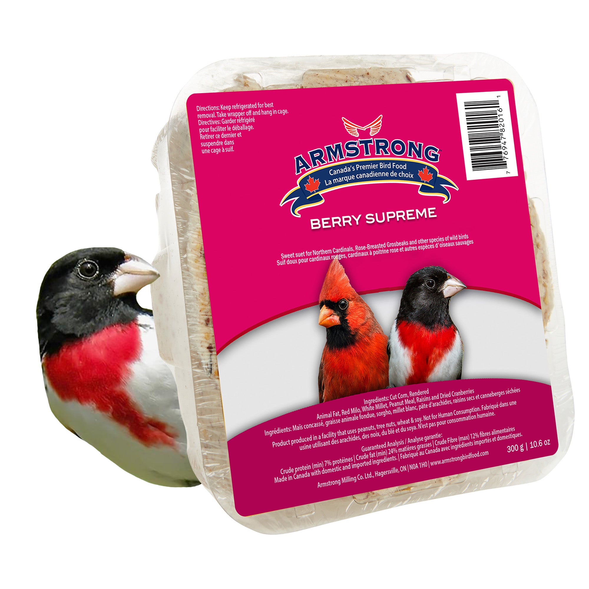 Armstrong Wild Bird Food Berry Supreme Suet Cake, 10.6oz (Pack of 12)