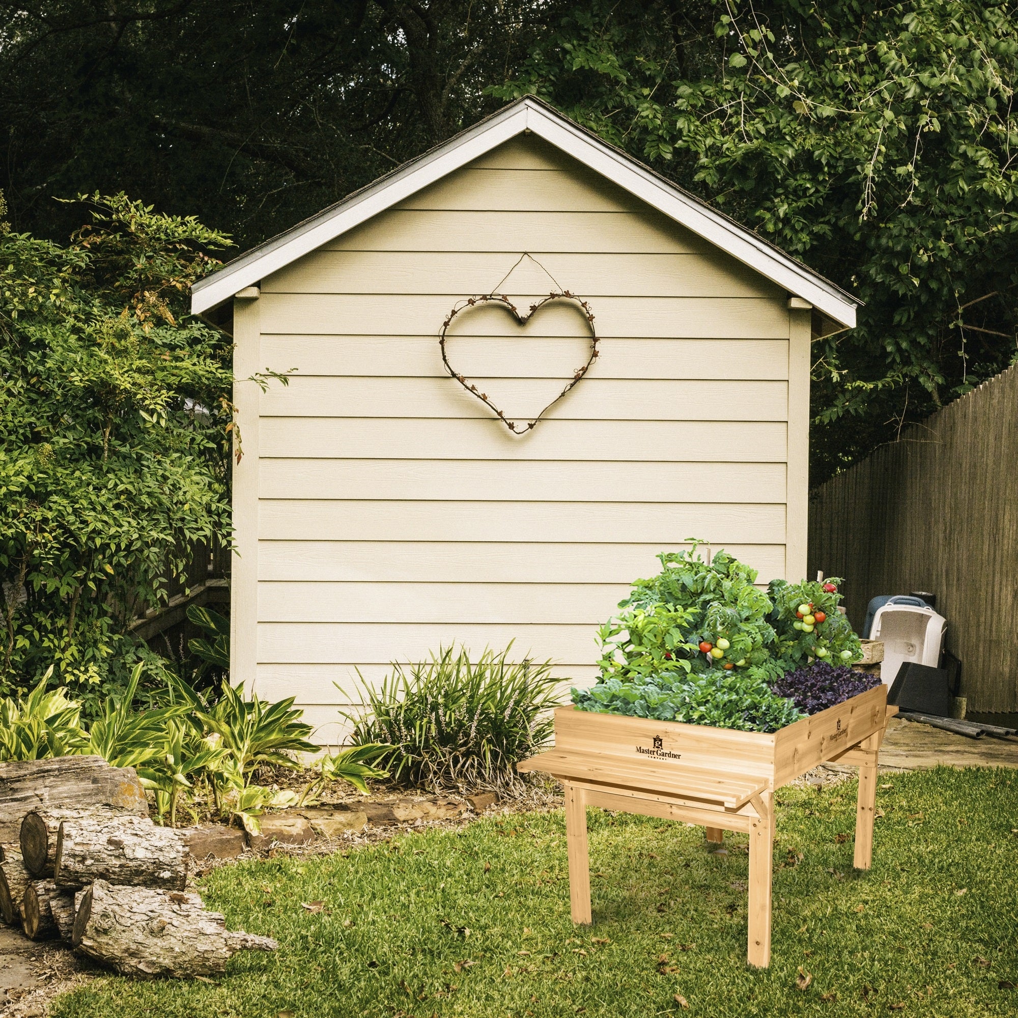 Master Gardner Elevated Garden Bed - Heavy-Duty 48" x 36" Raised Planter Box with Storage Shelf & Durable Wood Frame for Easily Accessible Outdoor Gardening