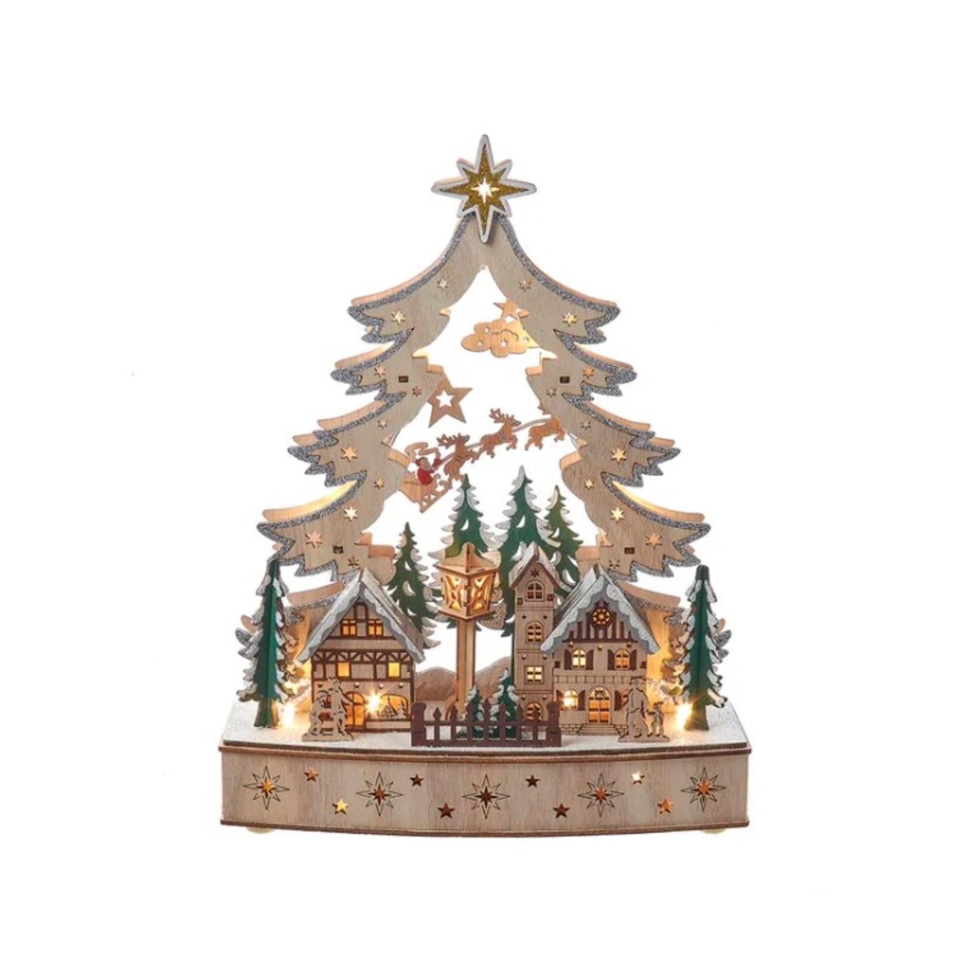 Kurt Adler Battery Operated Lighted Christmas Tree Village Christmas D