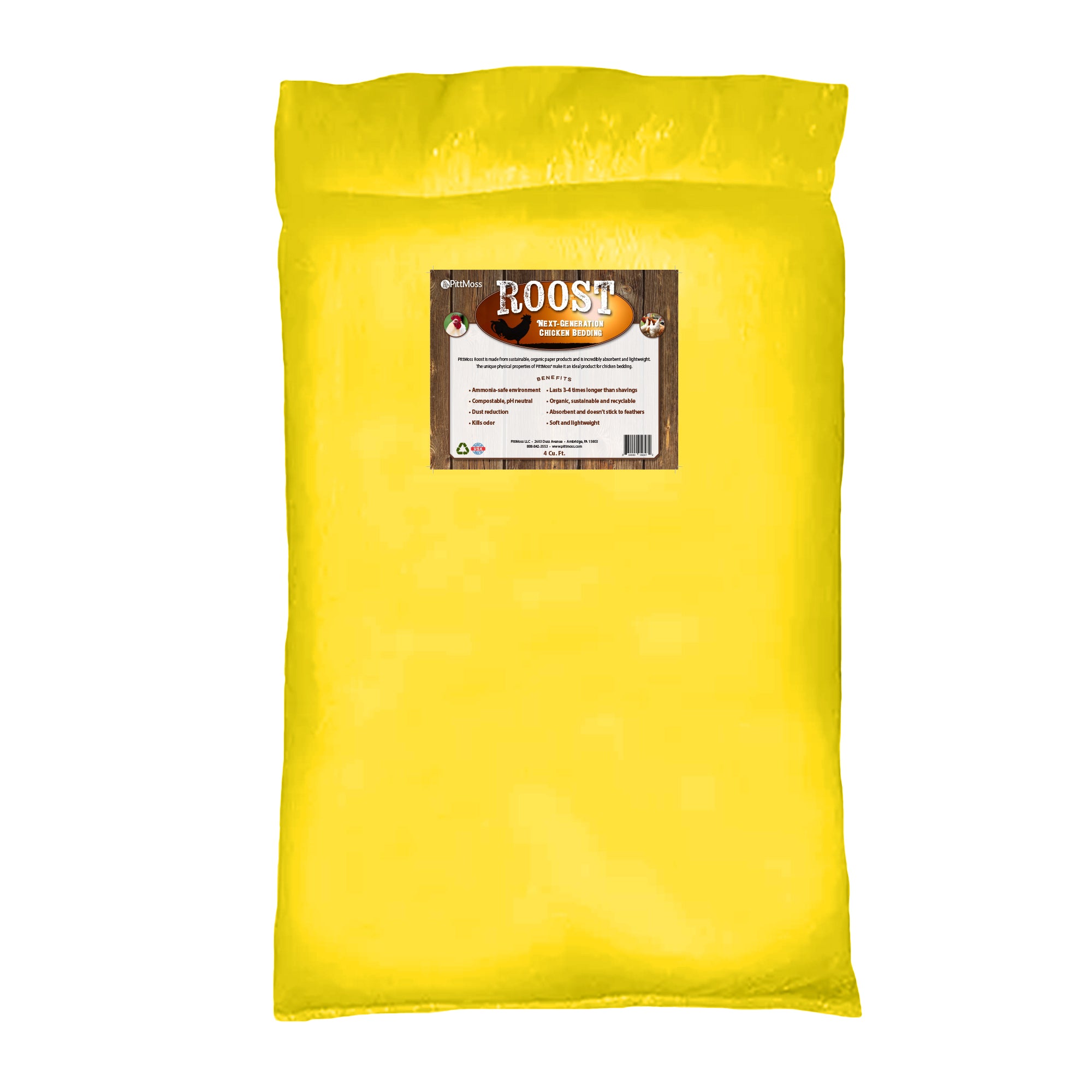 PittMoss Roost Organic Lightweight Next Generation Poultry Bedding, 4 cu ft
