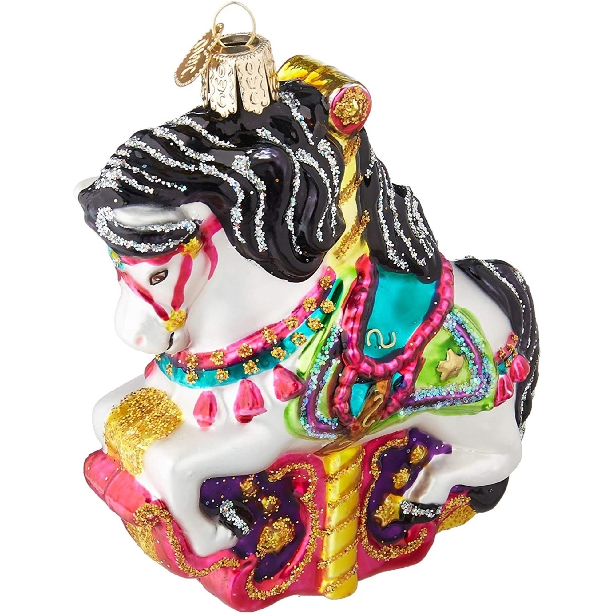 Old World Christmas Blown Glass Ornament for Christmas Tree, Carousel Horse