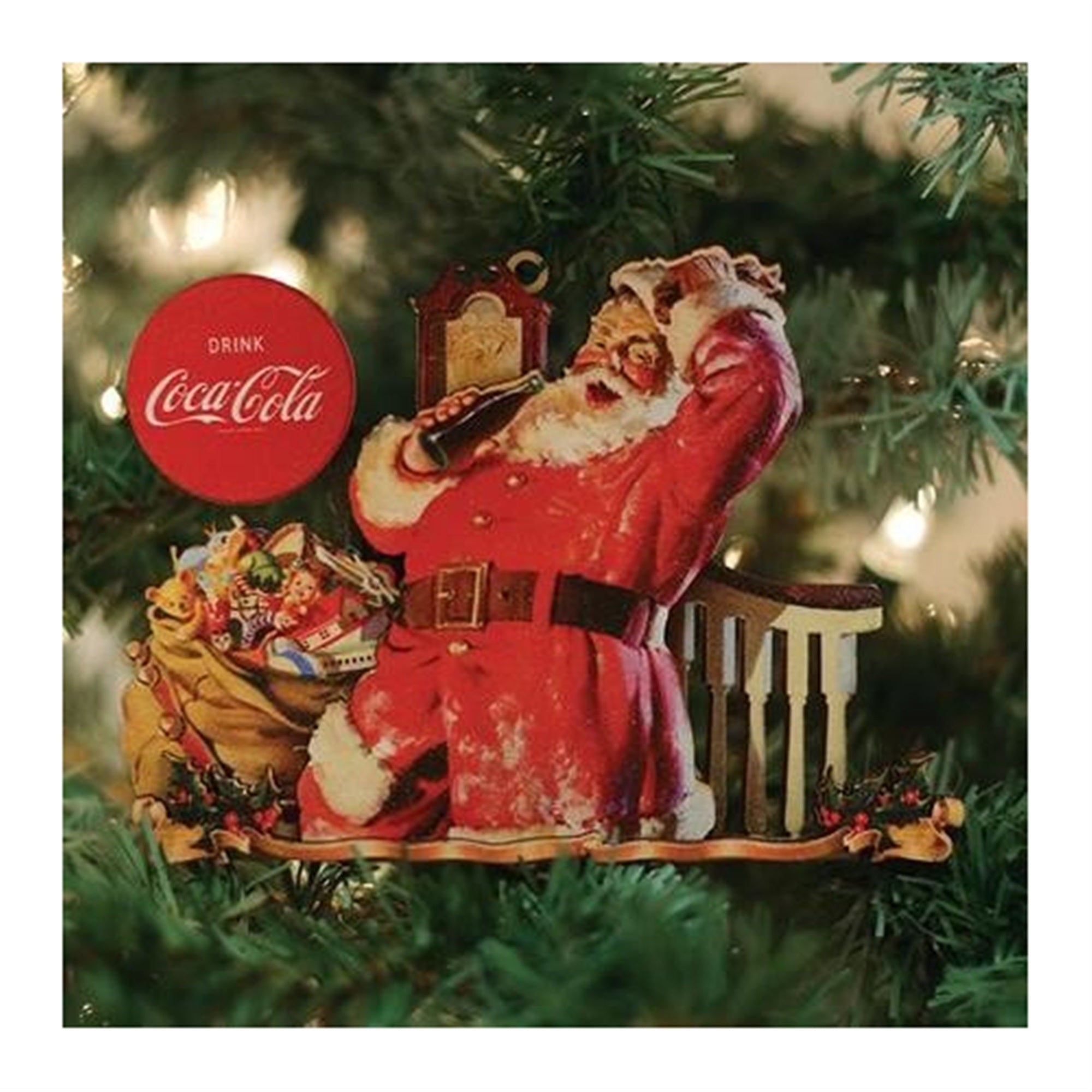 Old World Christmas Ginger Cottages Wooden Ornament for Christmas Tree, Coca-Cola Santa Staircase
