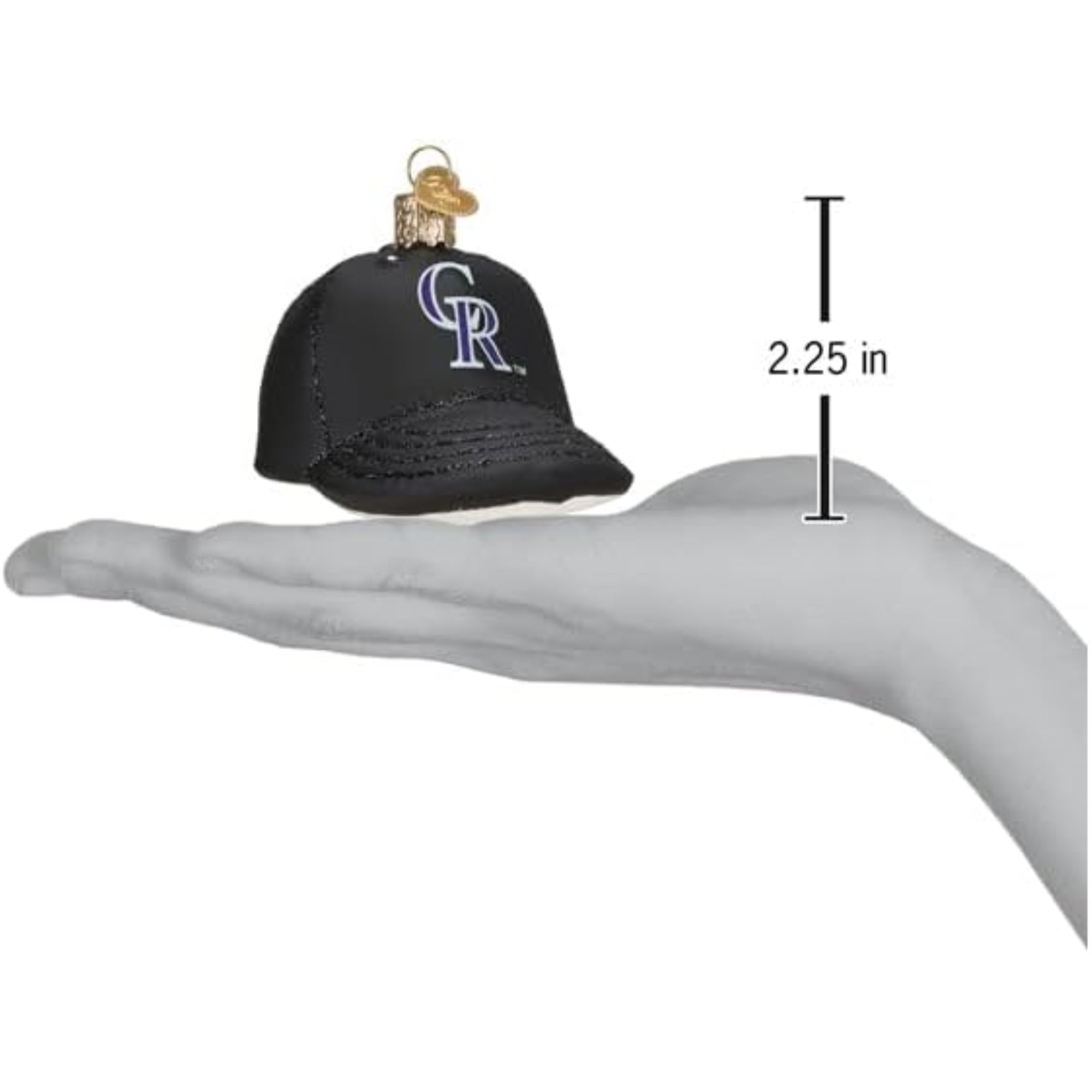 Old World Christmas Blown Glass Ornament for Christmas Tree, Colorado Rockies Baseball Cap (with OWC Gift Box)