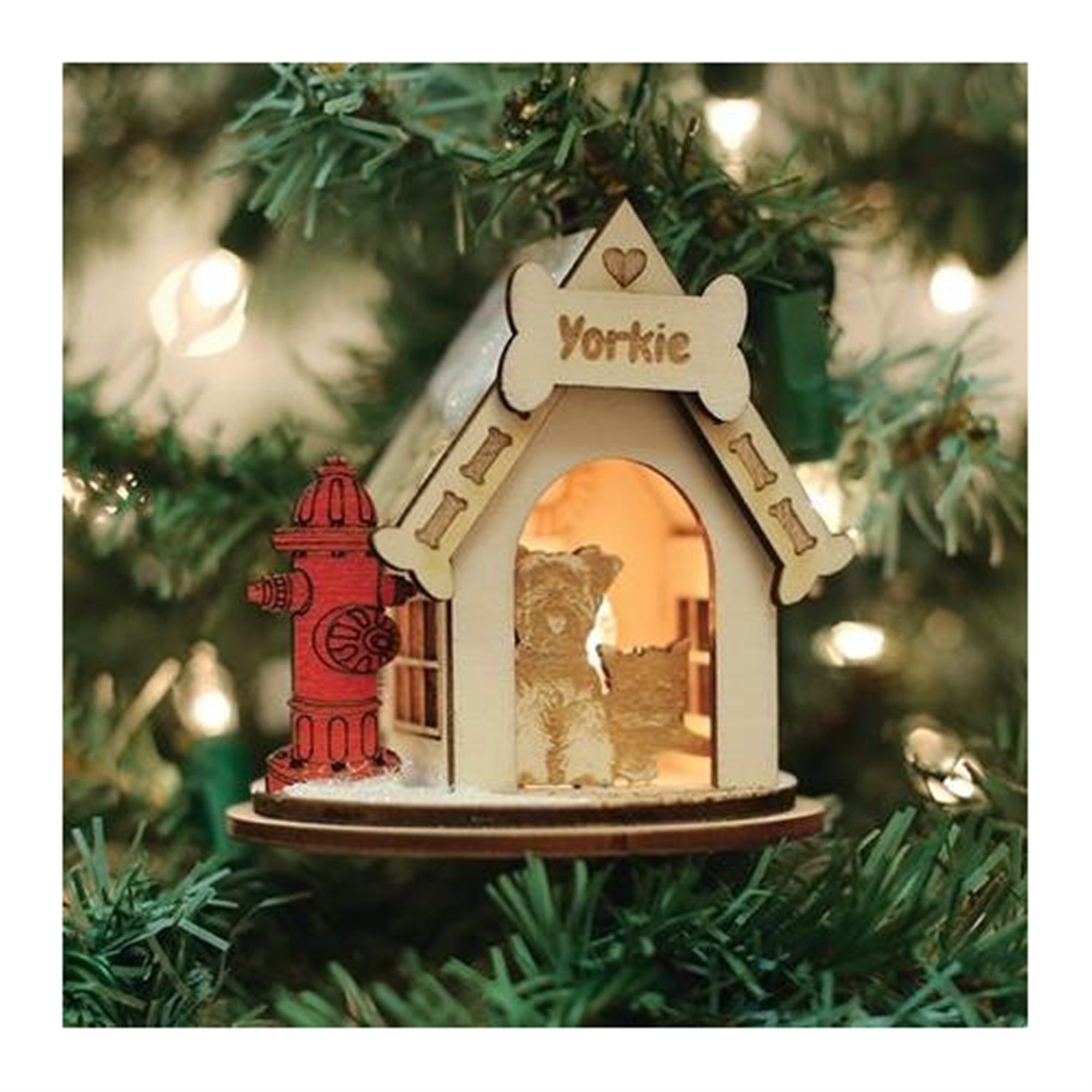 Old World Christmas K-9 Cottage Wooden Doghouse Ornament for Christmas Tree, Yorkie