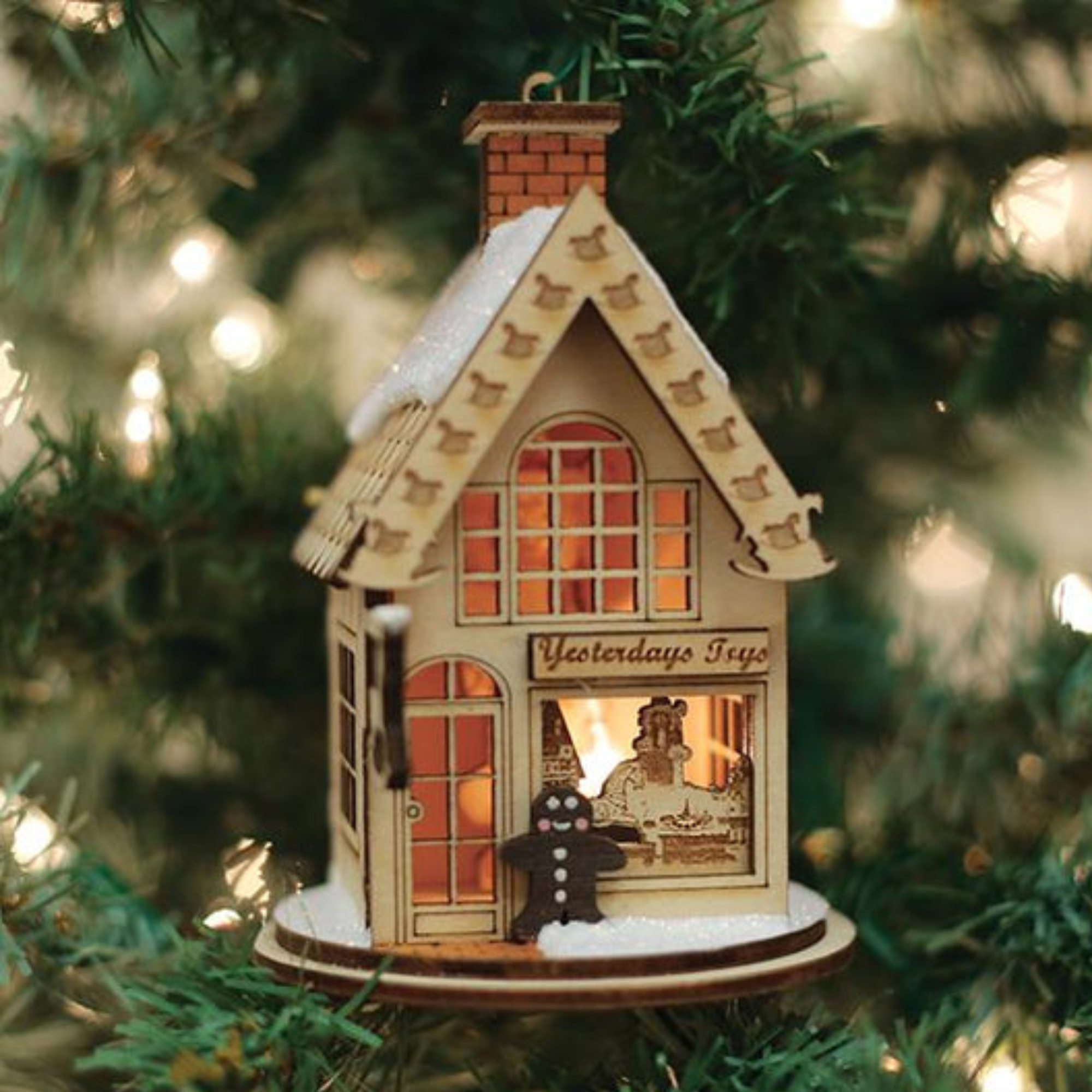 Old World Christmas Ginger Cottages Wooden Ornament, Yesterday's Toys