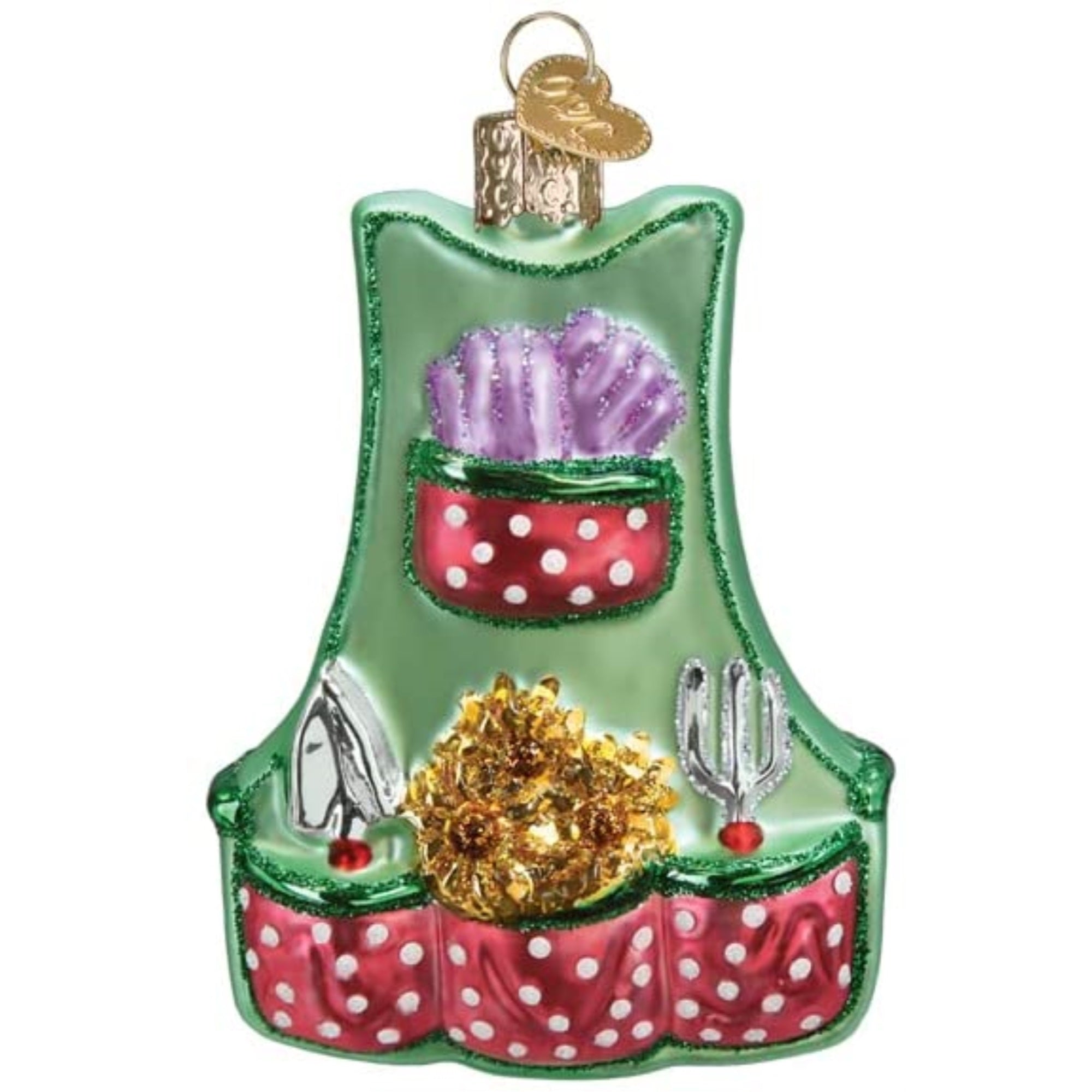 Old World Christmas Blown Glass Ornament for Christmas Tree, Gardening Apron