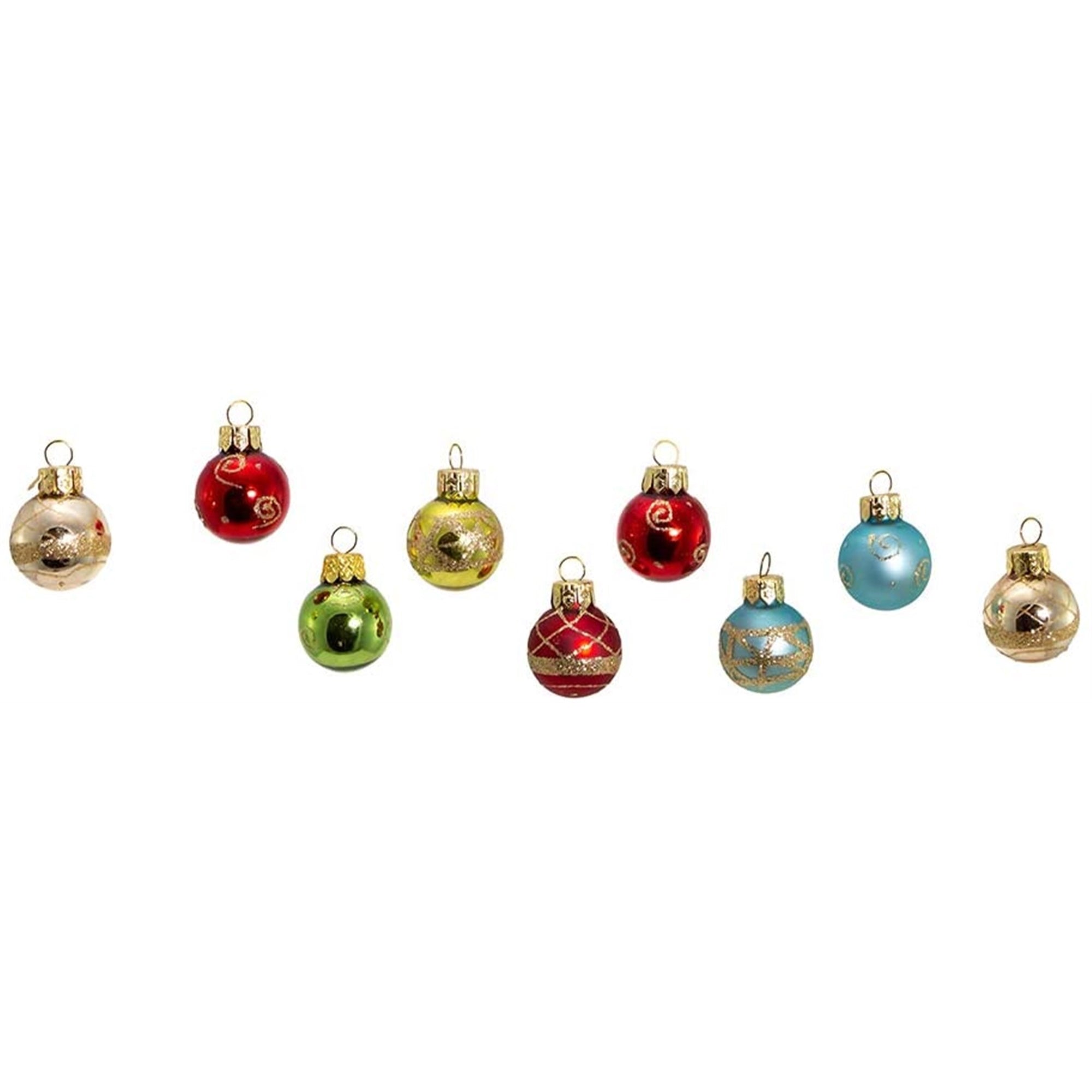 Kurt Adler Petite Treasure Glass Ball Ornament Set, Multi-Color, 1" (9-Count)
