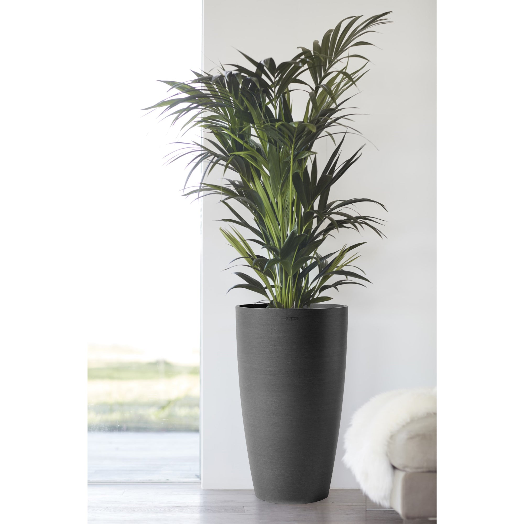 Ecopots Stockholm High Durable Modern Round Indoor/Outdoor Recycled-Based Composite Flower Pot Planter, 23.5"
