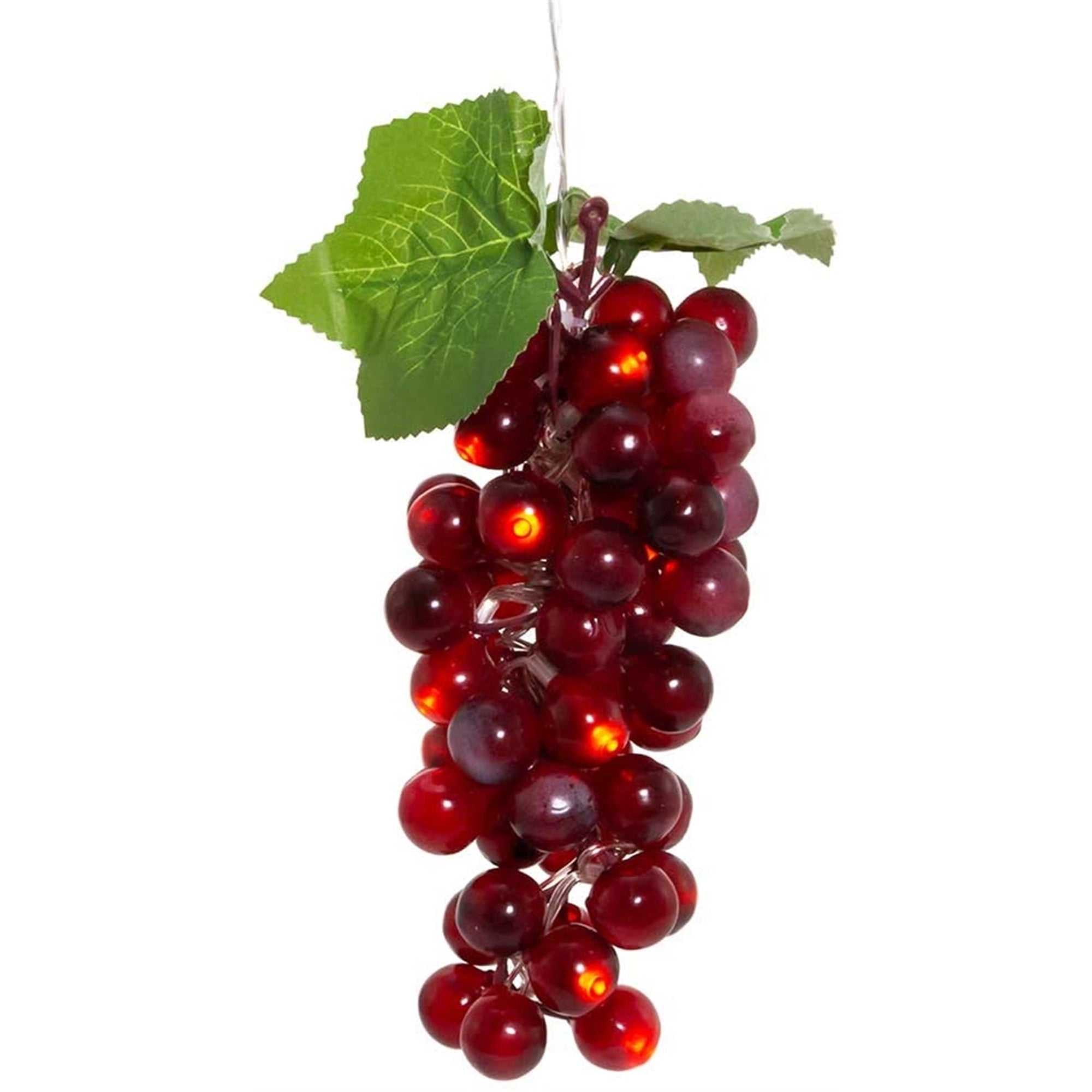 Kurt Adler Battery Operated 20 Warm White LED Lights, Single Cluster Burgundy Grapes, 8"