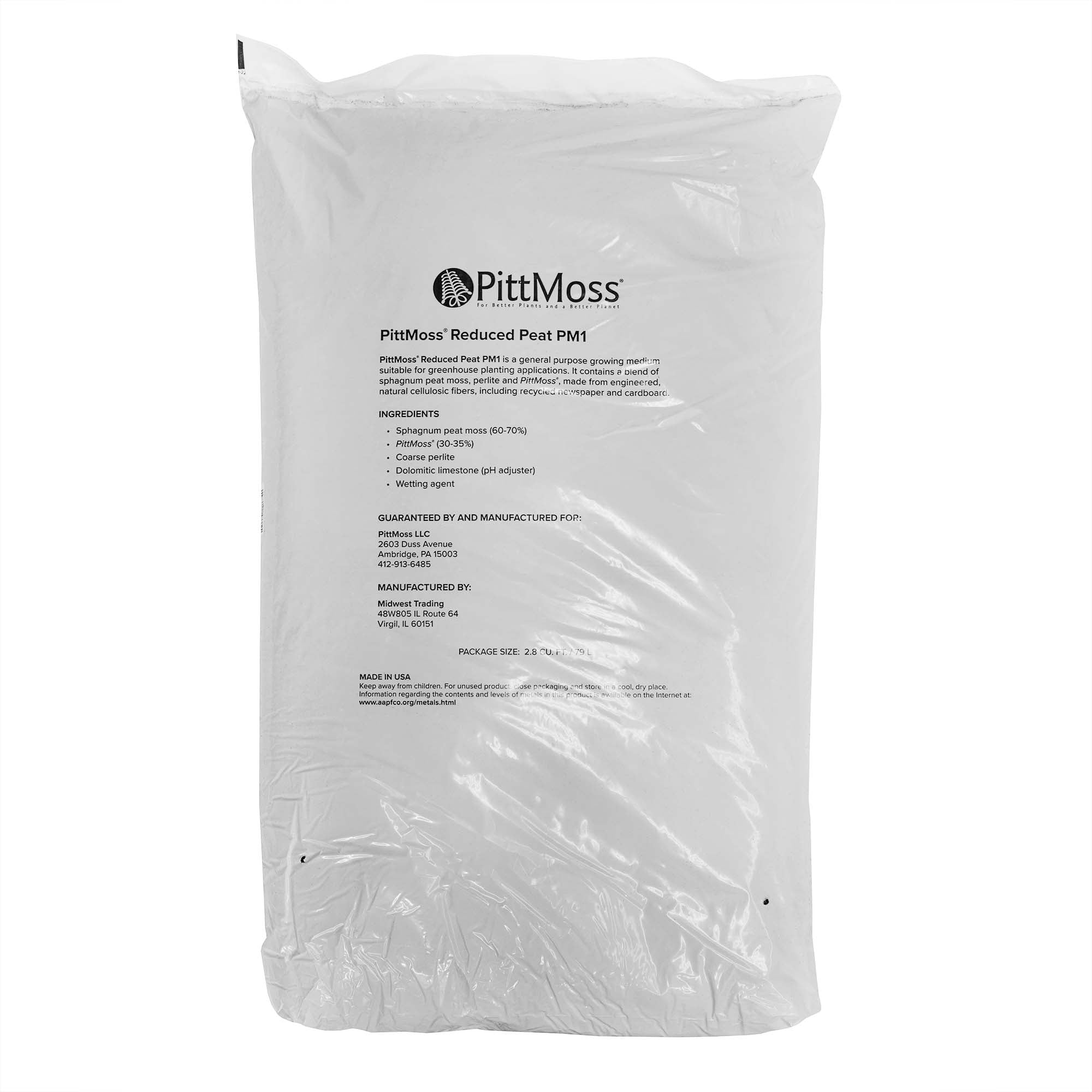 PittMoss PM1 Peat Reduced Professional Growing Mix with Sphagnum Peat and Perlite, 2.8 cu ft