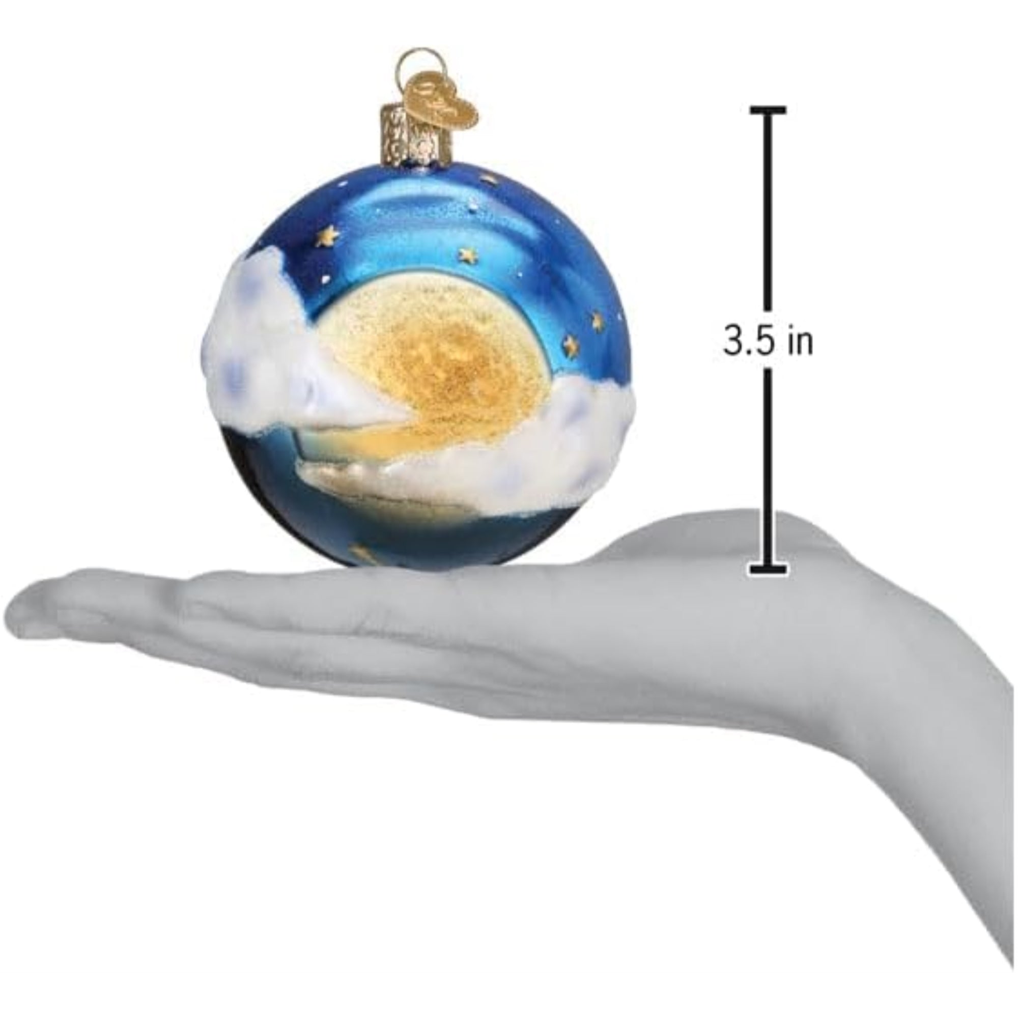 Old World Christmas Blown Glass Ornament for Christmas Tree, Moonglow Round (with OWC Gift Box)
