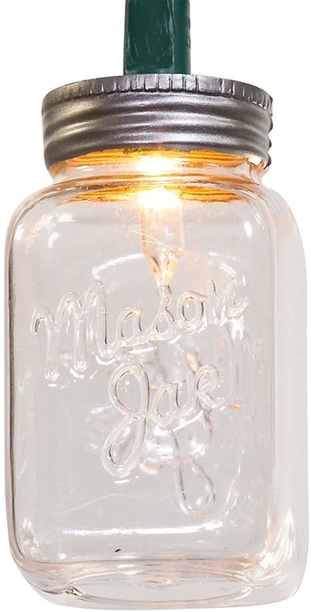 Kurt Adler Indoor/Outdoor Novelty String 10-Light Set, Clear Mason Jars, 11.5'