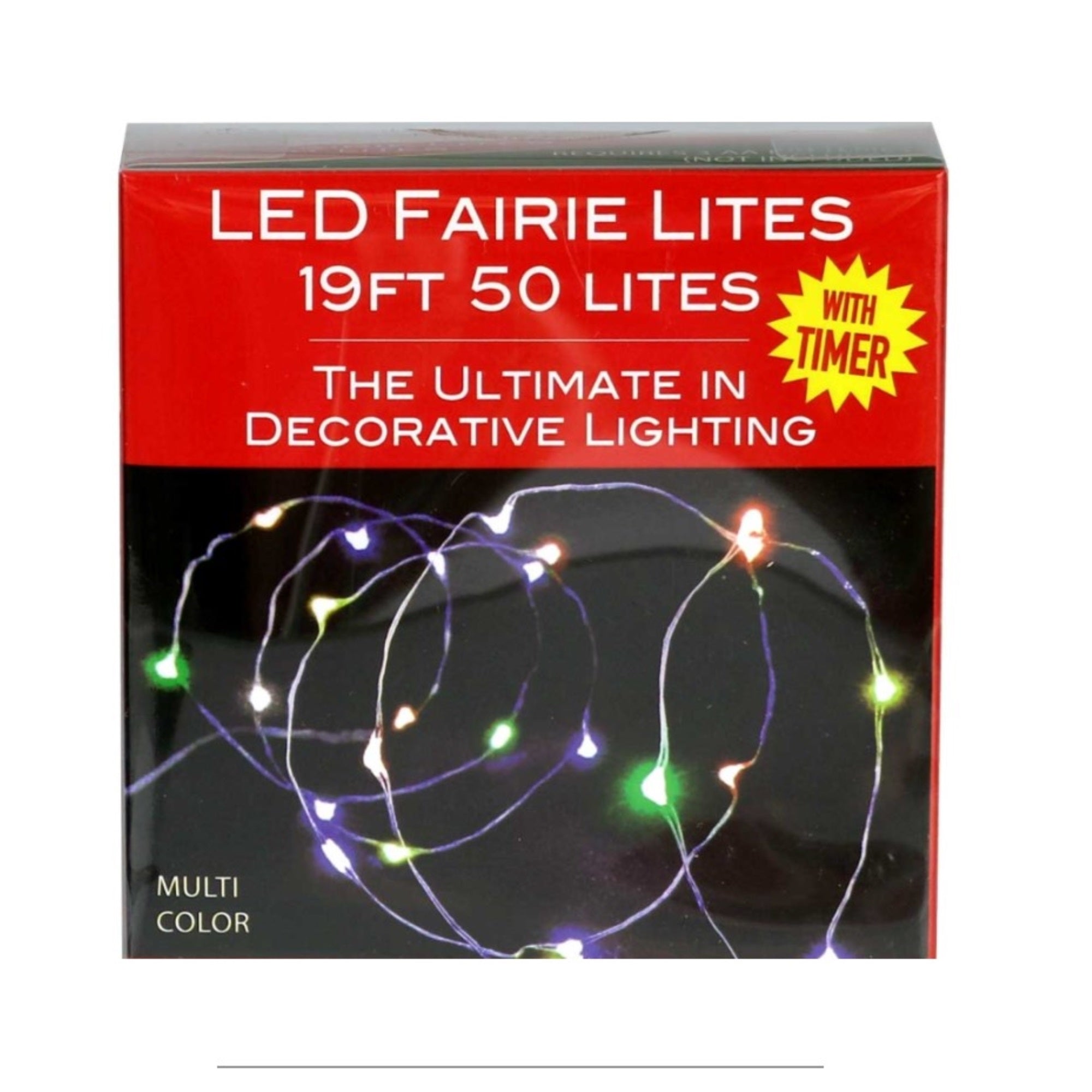 Kurt Adler Indoor Battery Operated 50 Multicolored LED Fairy Light Set with Timer 19ft