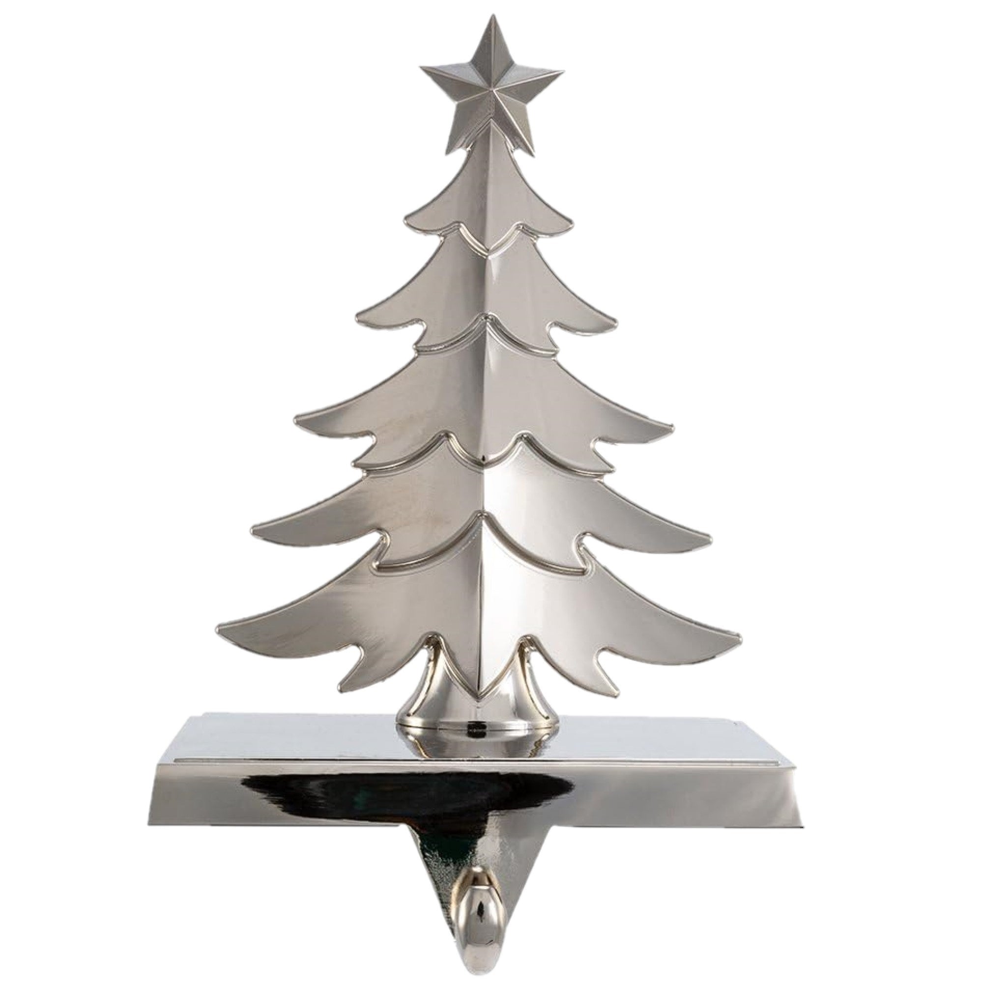 Kurt Adler Metal Christmas Tree Stocking Holder, Silver, 7in