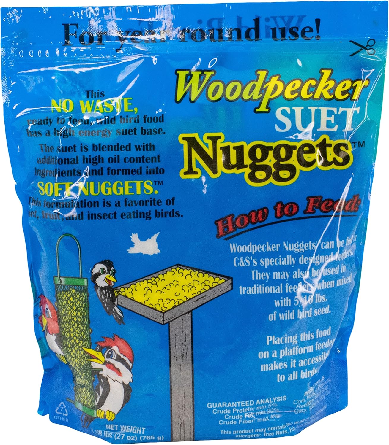 C & S Woodpecker Suet Nuggets, Resealable Bag, 27 oz