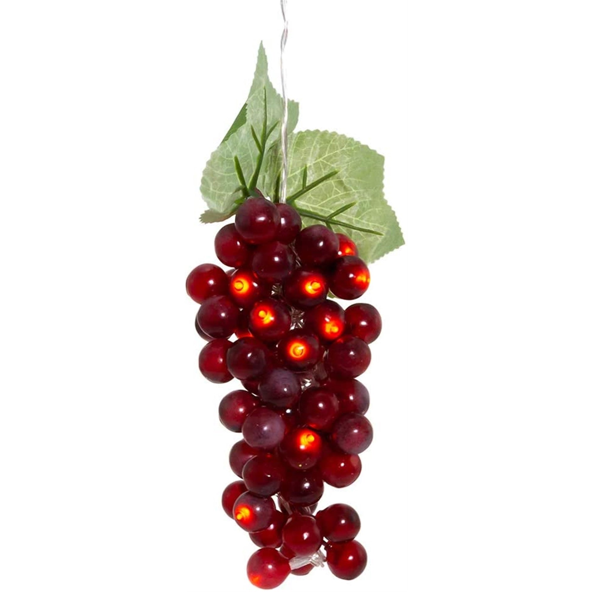 Kurt Adler Battery Operated 20 Warm White LED Lights, Single Cluster Burgundy Grapes, 8"