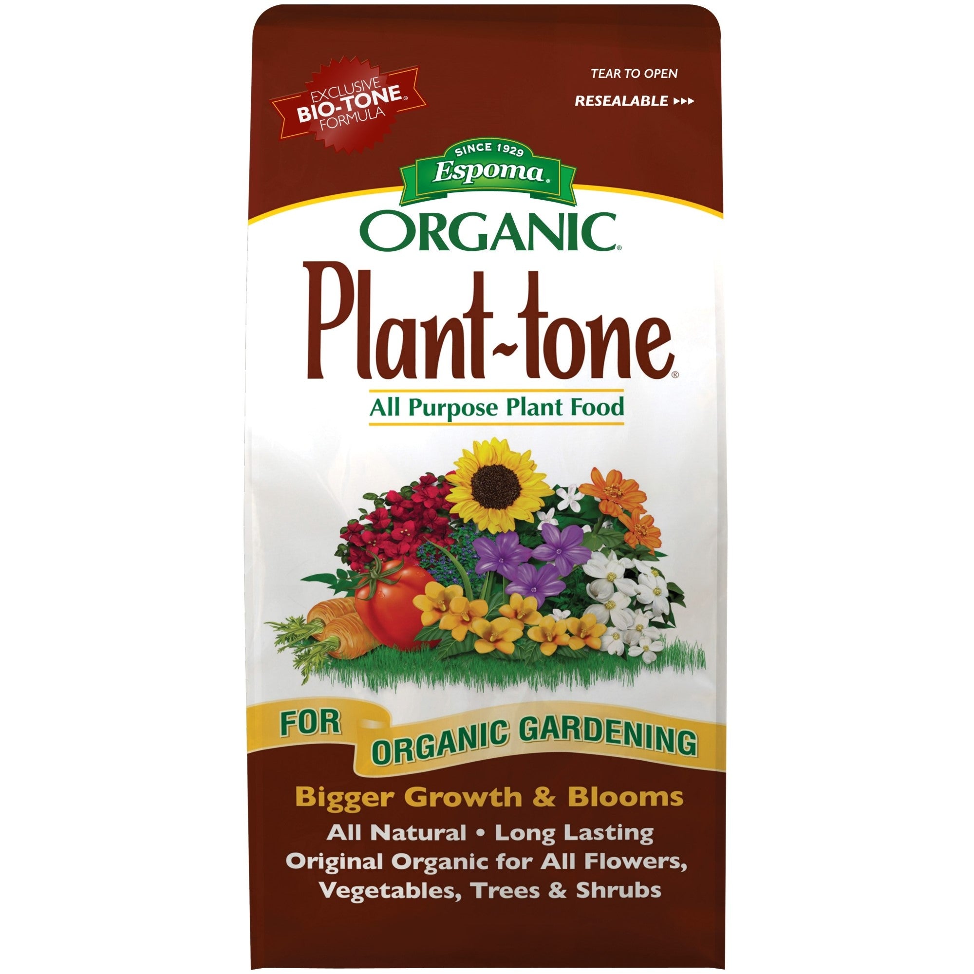 Espoma Organic Plant-tone 5-3-3 All Purpose Plant Food for Organic Gardening, Bigger Growth & Blooms for Flowers, Vegetables, Trees, and Shrubs